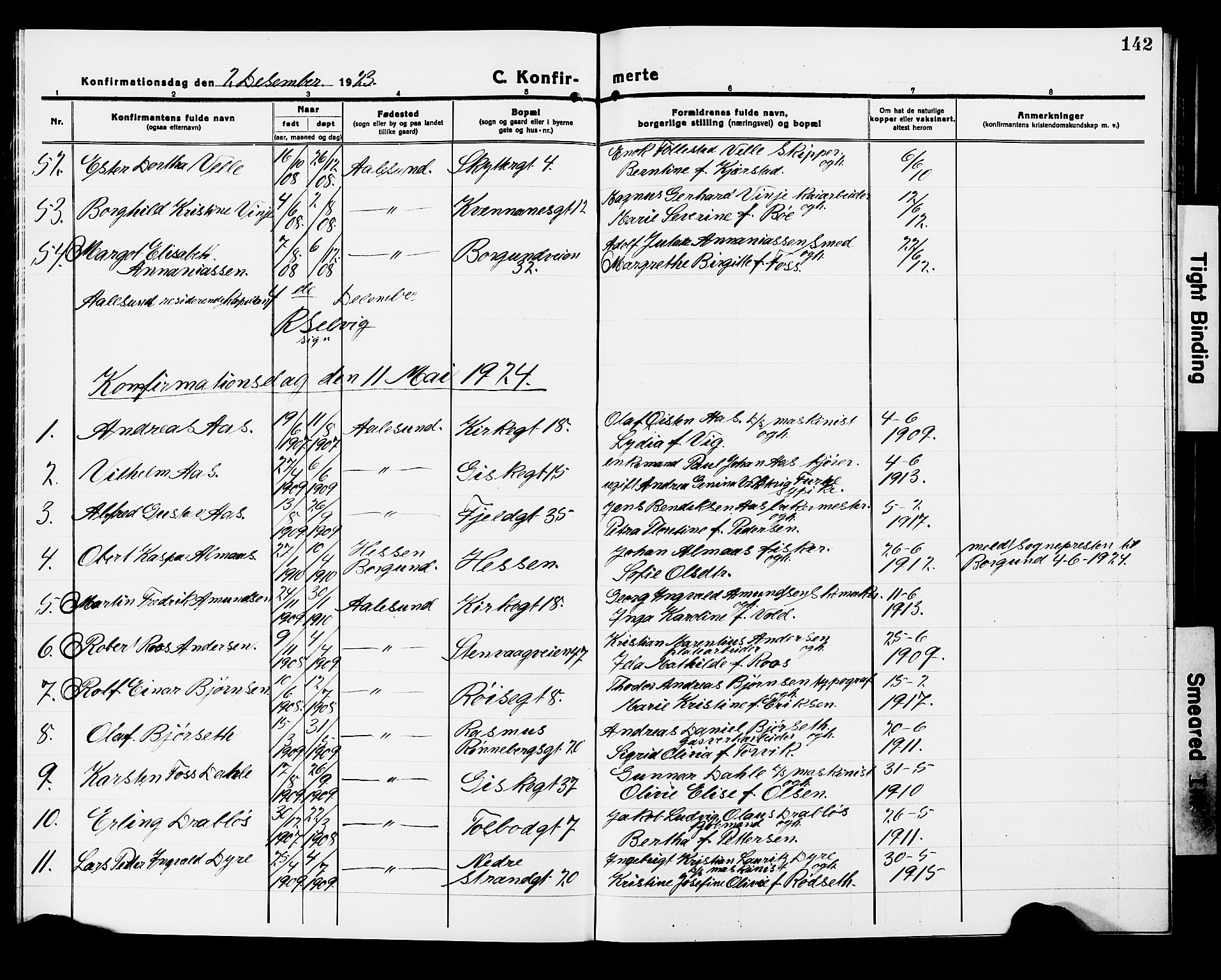 Ministerialprotokoller, klokkerbøker og fødselsregistre - Møre og Romsdal, AV/SAT-A-1454/529/L0472: Parish register (copy) no. 529C09, 1917-1929, p. 142