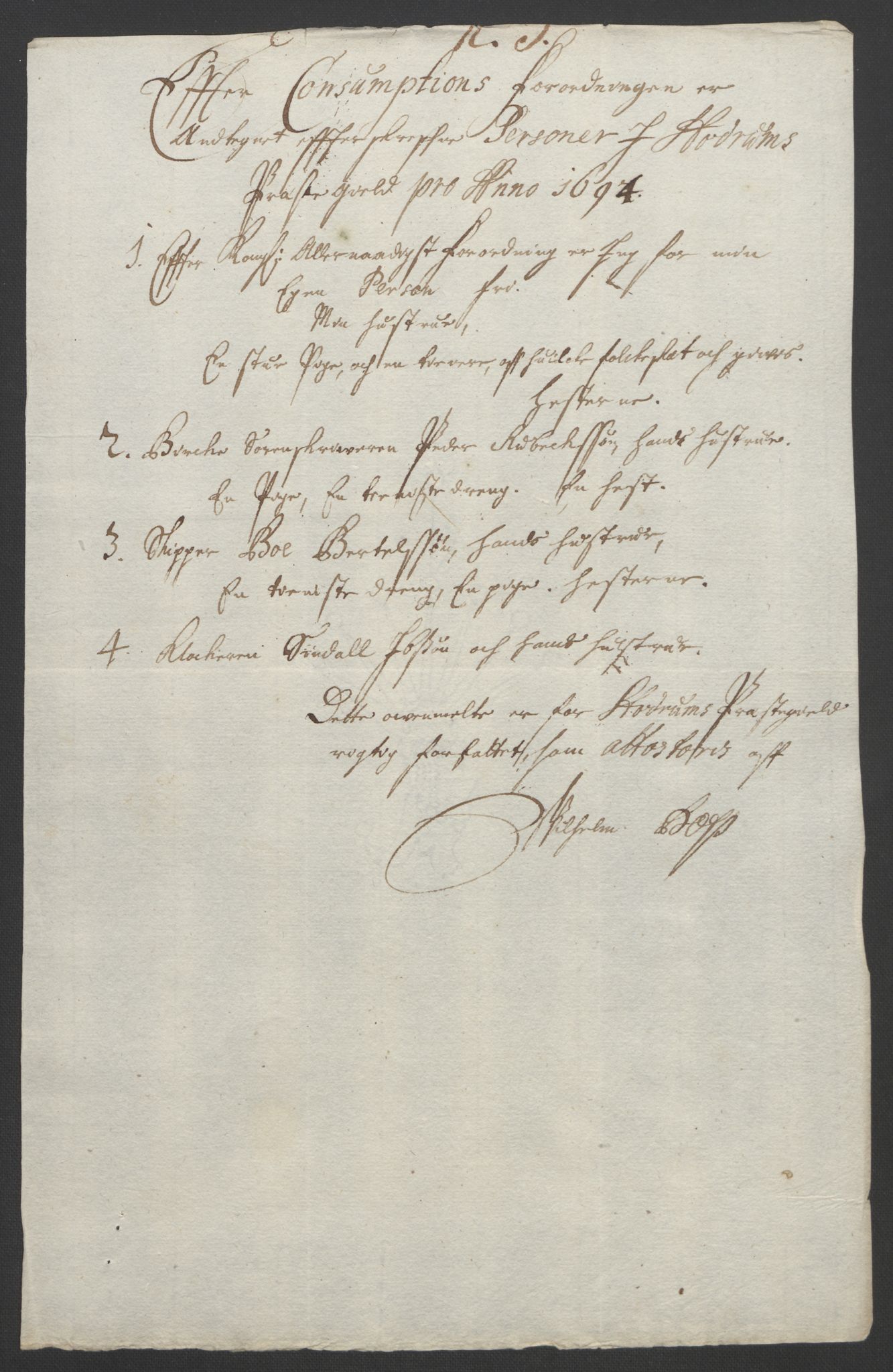 Rentekammeret inntil 1814, Reviderte regnskaper, Fogderegnskap, AV/RA-EA-4092/R33/L1974: Fogderegnskap Larvik grevskap, 1693-1695, p. 158