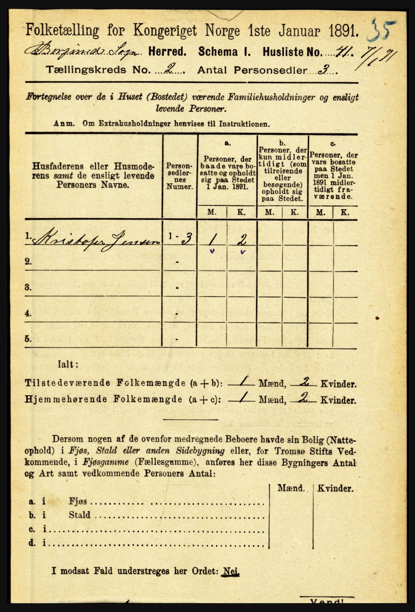 RA, 1891 census for 1423 Borgund, 1891, p. 302