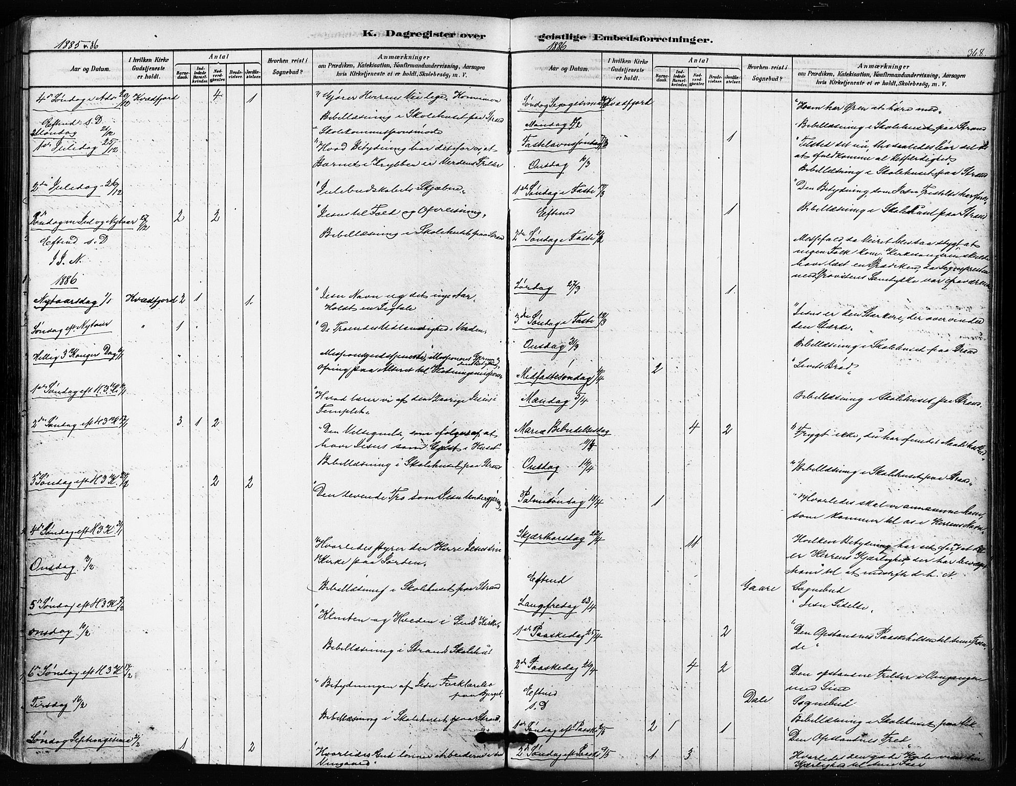 Kvæfjord sokneprestkontor, SATØ/S-1323/G/Ga/Gaa/L0005kirke: Parish register (official) no. 5, 1878-1894, p. 368