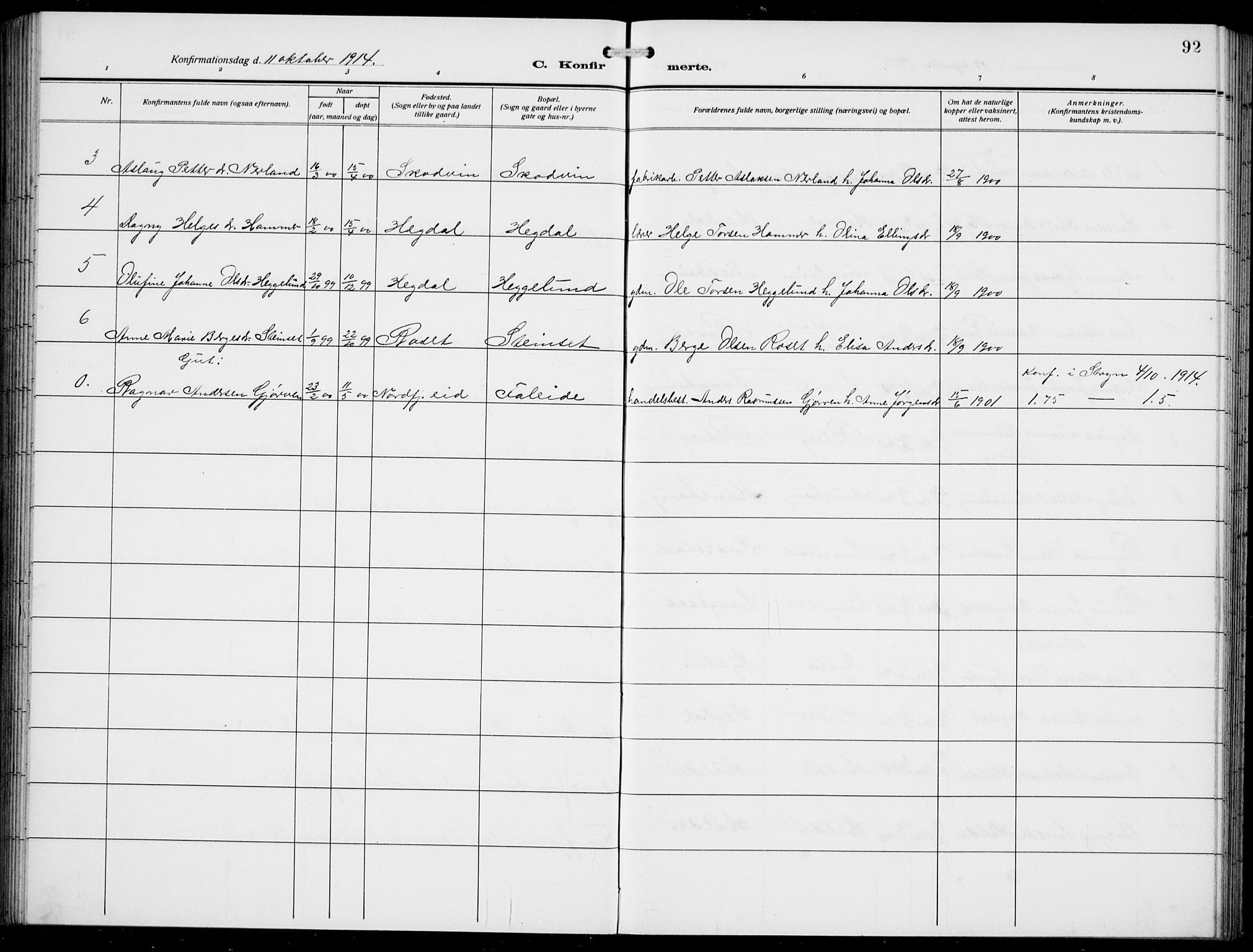 Innvik sokneprestembete, SAB/A-80501: Parish register (copy) no. A 4, 1913-1936, p. 92
