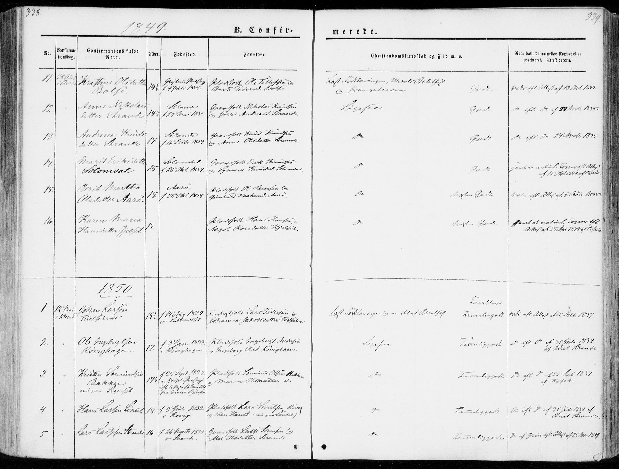 Ministerialprotokoller, klokkerbøker og fødselsregistre - Møre og Romsdal, SAT/A-1454/555/L0653: Parish register (official) no. 555A04, 1843-1869, p. 338-339