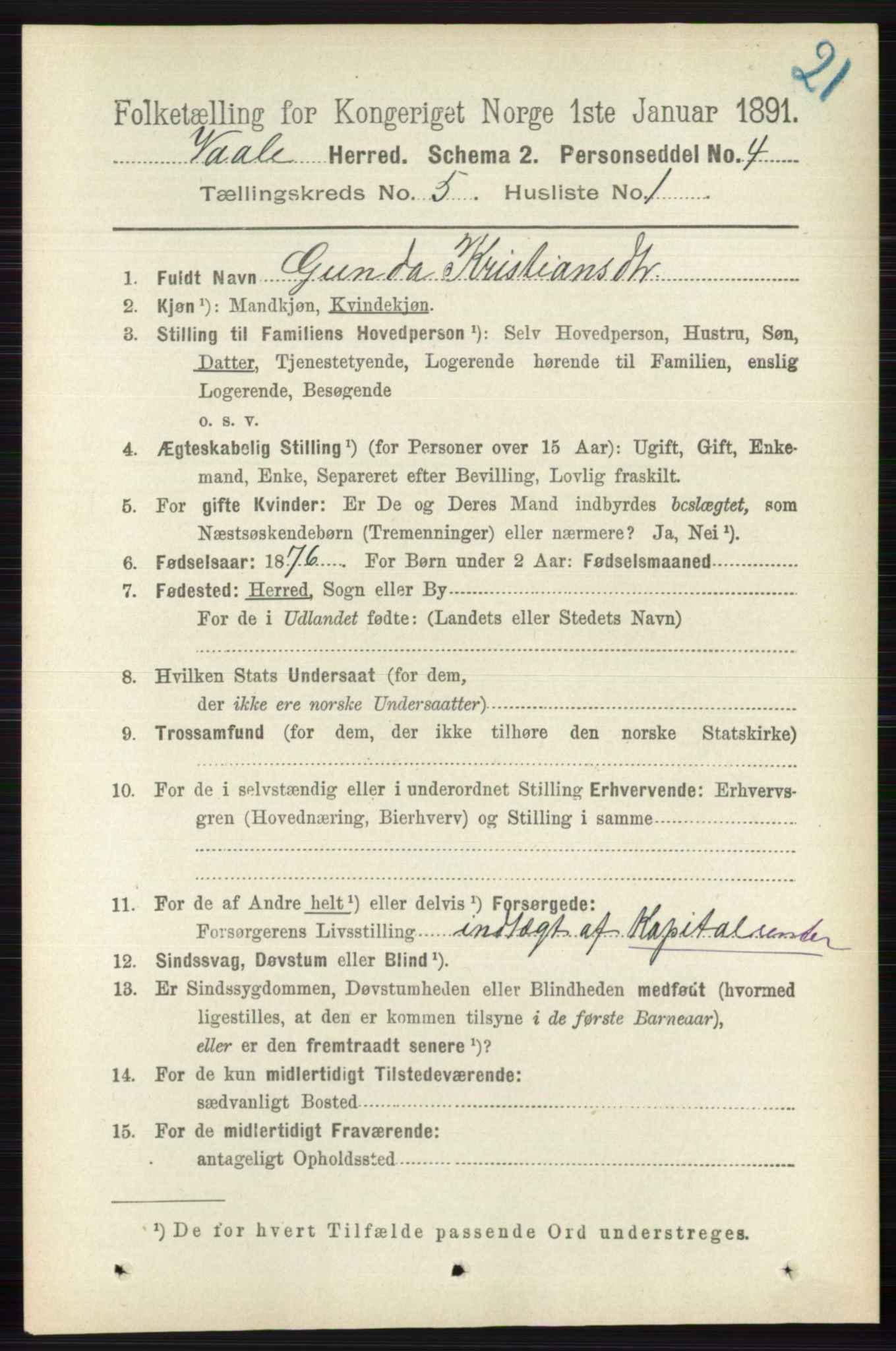 RA, 1891 census for 0716 Våle, 1891, p. 1355