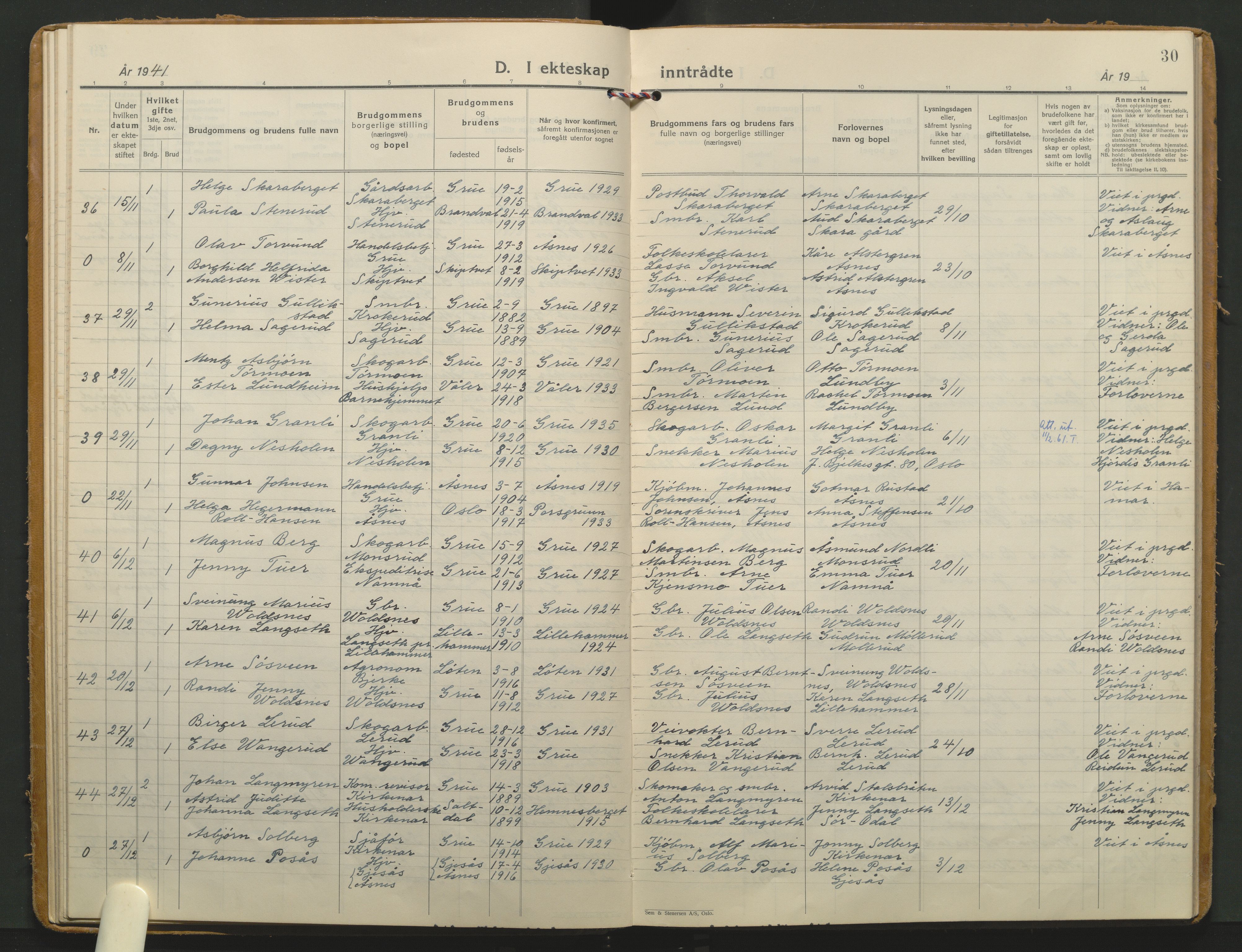 Grue prestekontor, AV/SAH-PREST-036/H/Ha/Haa/L0020: Parish register (official) no. 20, 1935-1946, p. 30