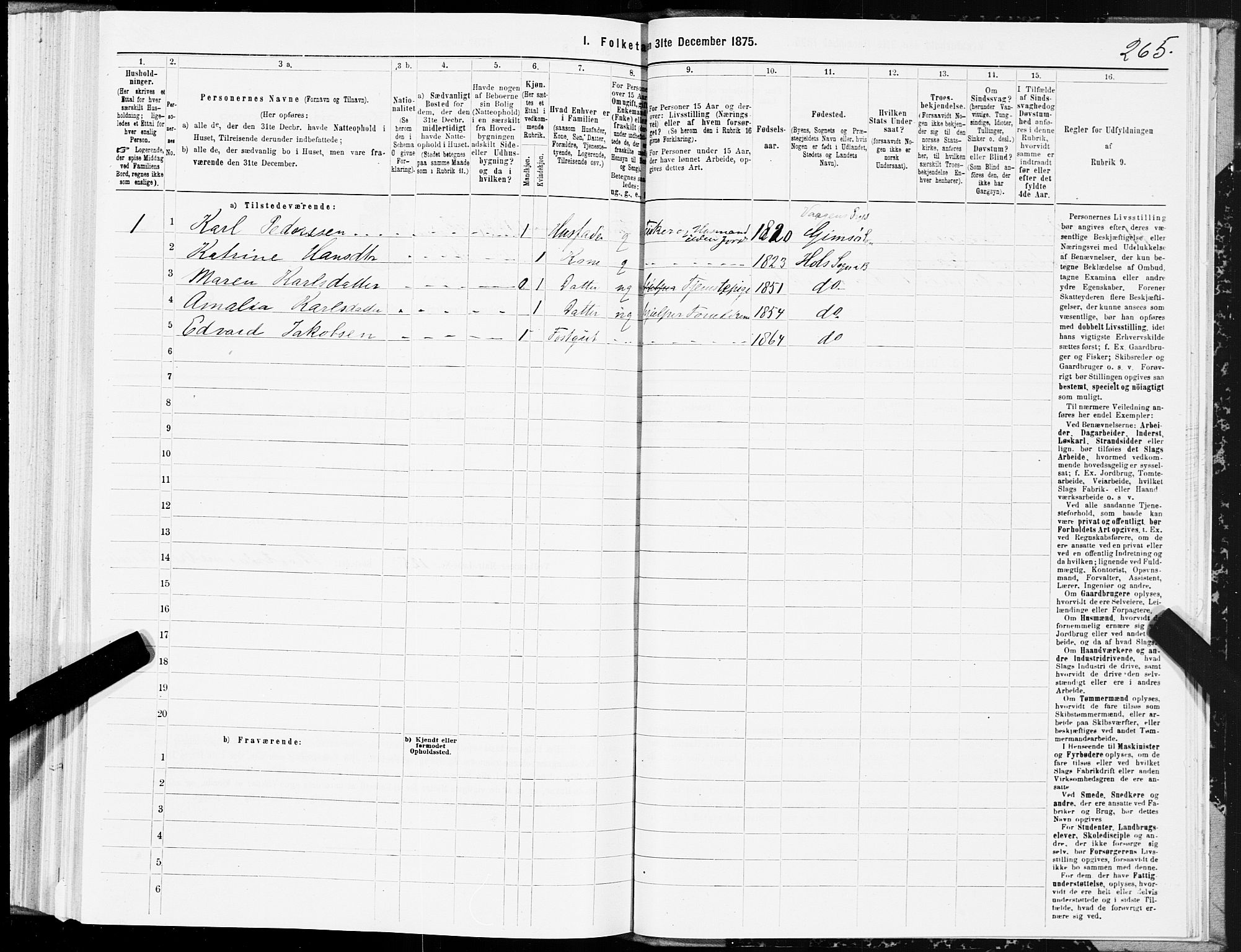 SAT, 1875 census for 1860P Buksnes, 1875, p. 3265
