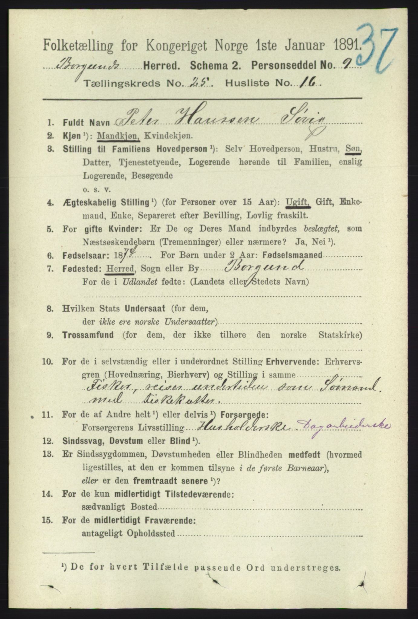 RA, 1891 census for 1531 Borgund, 1891, p. 7368