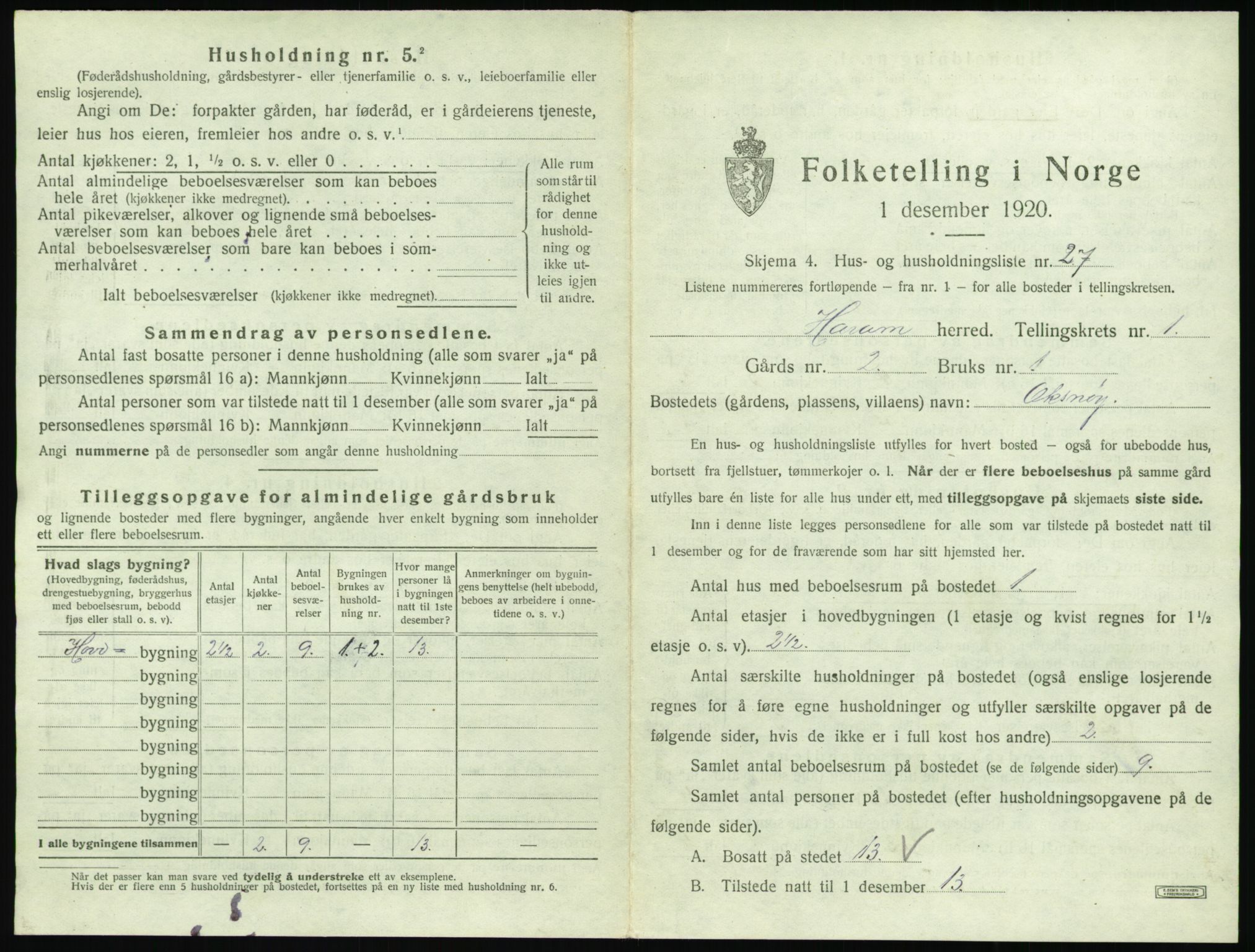 SAT, 1920 census for Haram, 1920, p. 101