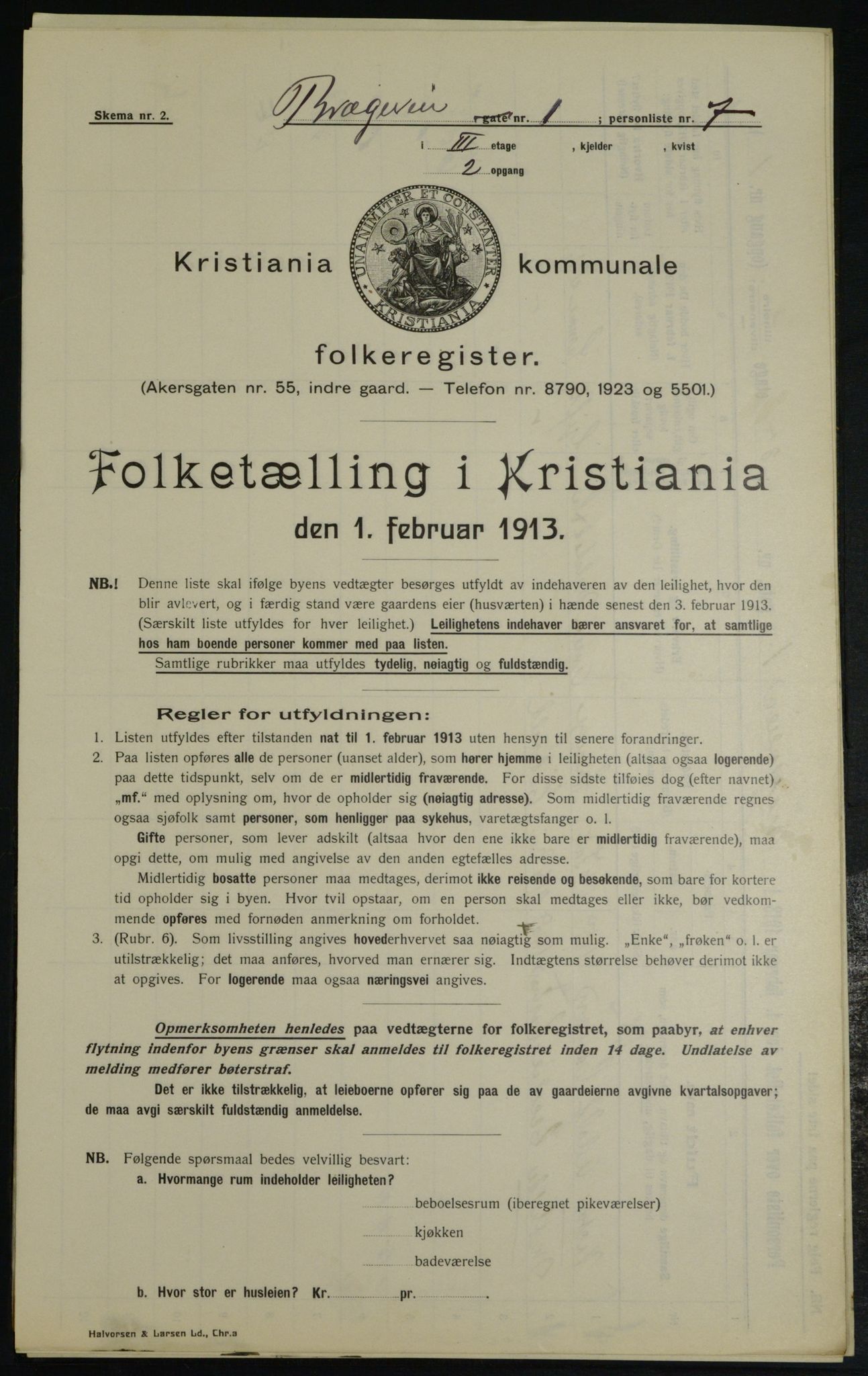 OBA, Municipal Census 1913 for Kristiania, 1913, p. 7952