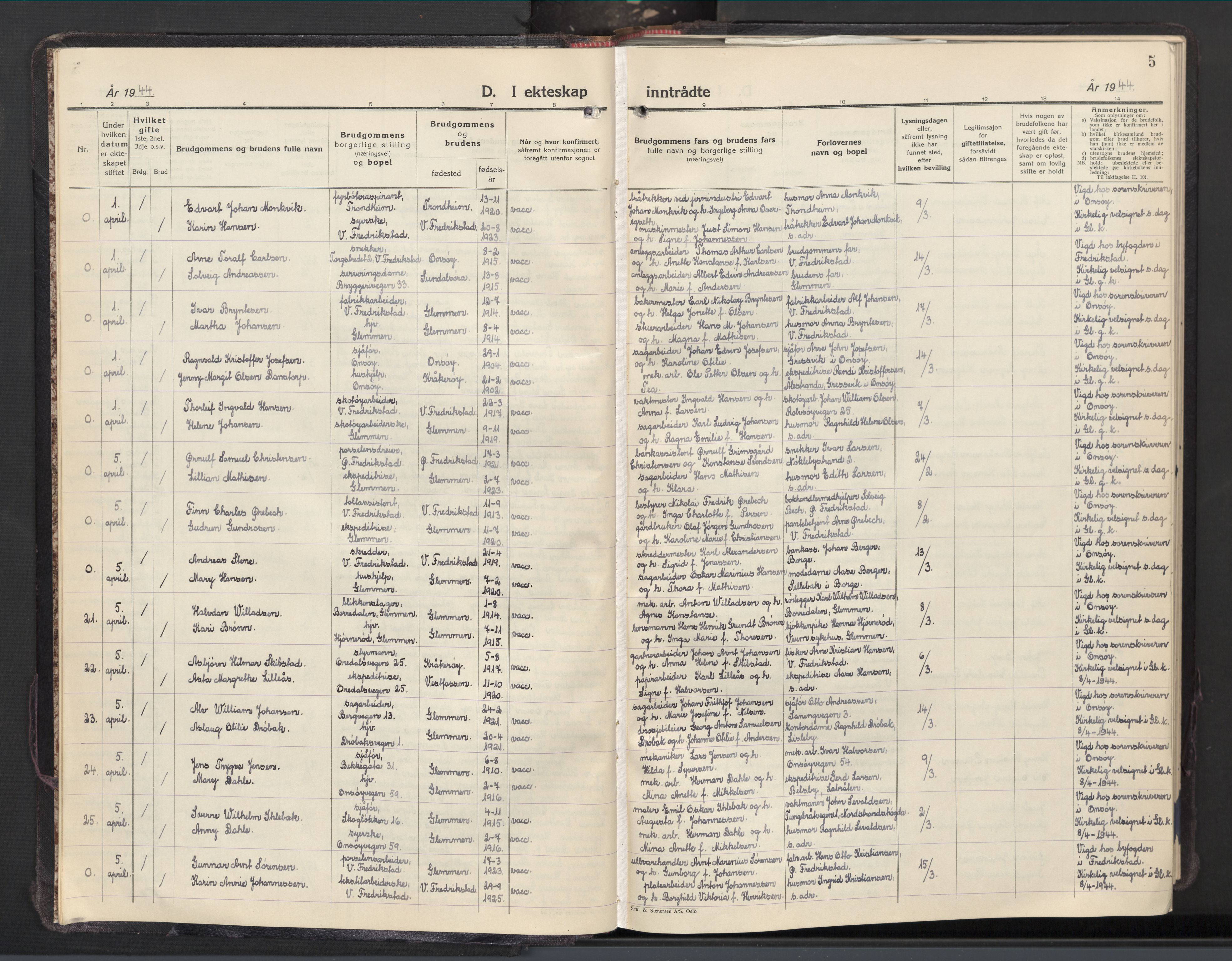 Glemmen prestekontor Kirkebøker, AV/SAO-A-10908/G/Ga/L0012: Parish register (copy) no. 12, 1944-1962, p. 5