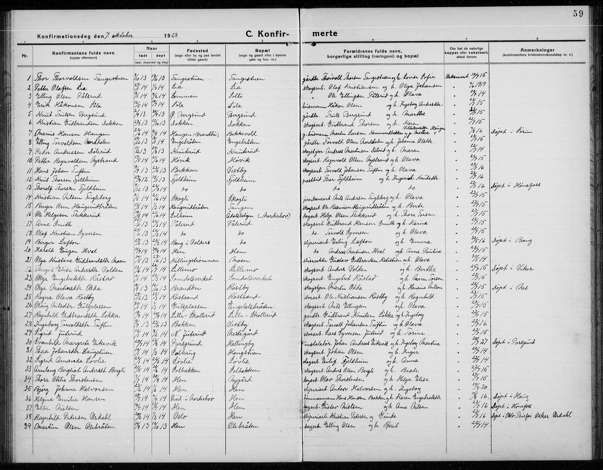 Ådal kirkebøker, AV/SAKO-A-248/G/Gc/L0003: Parish register (copy) no. III 3, 1920-1938, p. 59