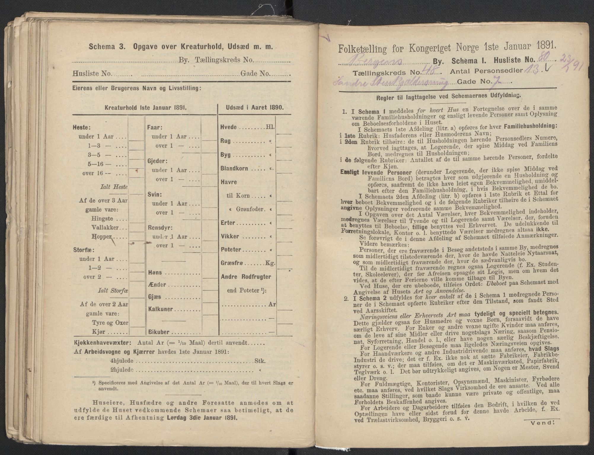 RA, 1891 Census for 1301 Bergen, 1891, p. 7958