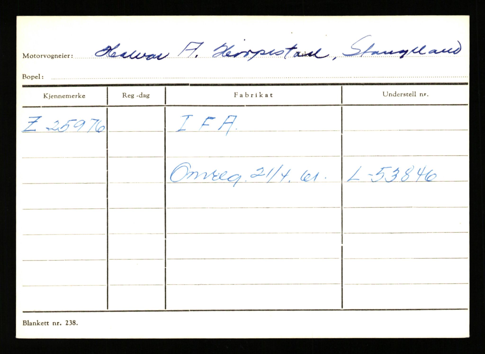 Stavanger trafikkstasjon, AV/SAST-A-101942/0/G/L0005: Registreringsnummer: 23000 - 34245, 1930-1971, p. 1007