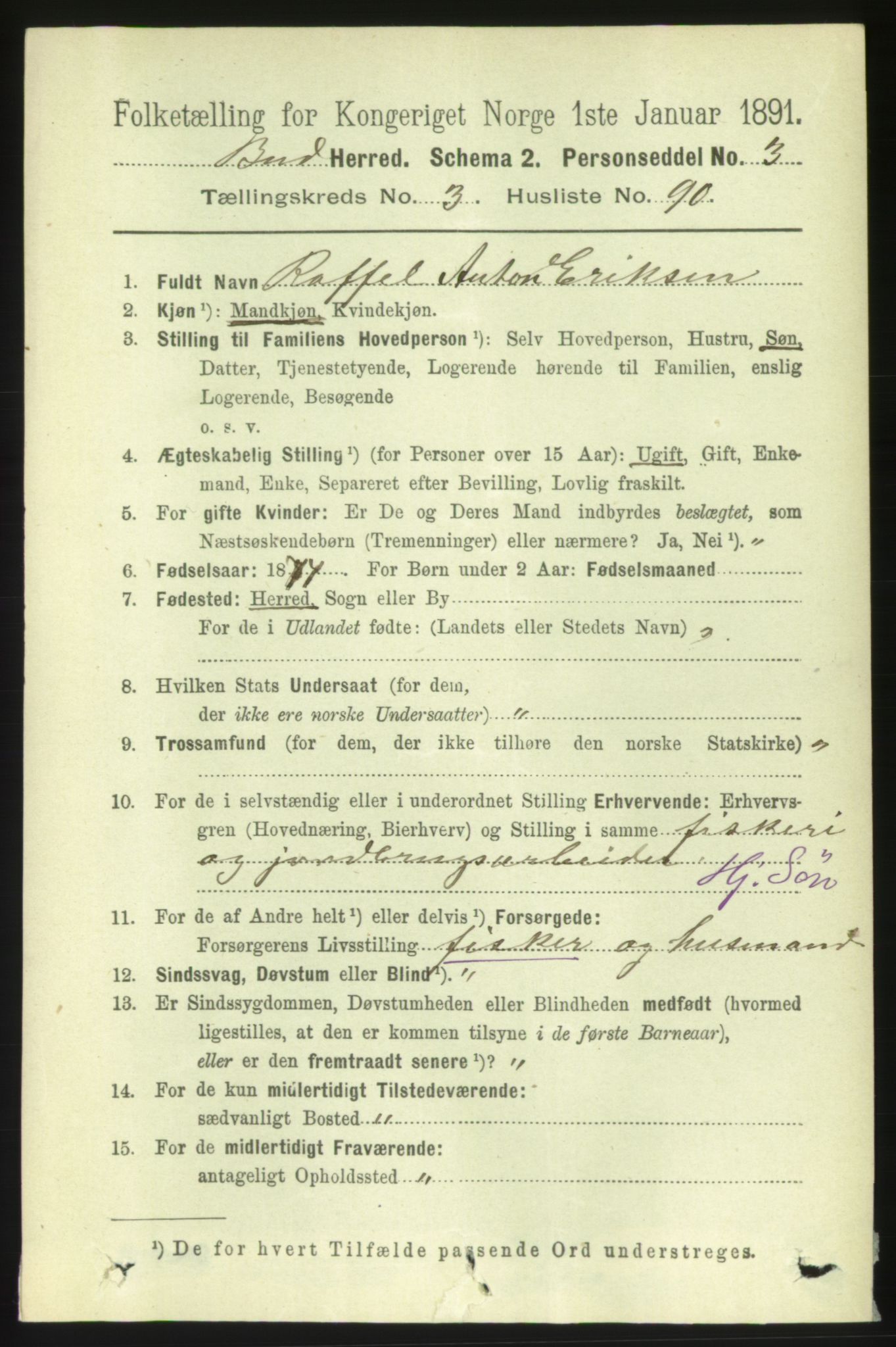 RA, 1891 census for 1549 Bud, 1891, p. 2061