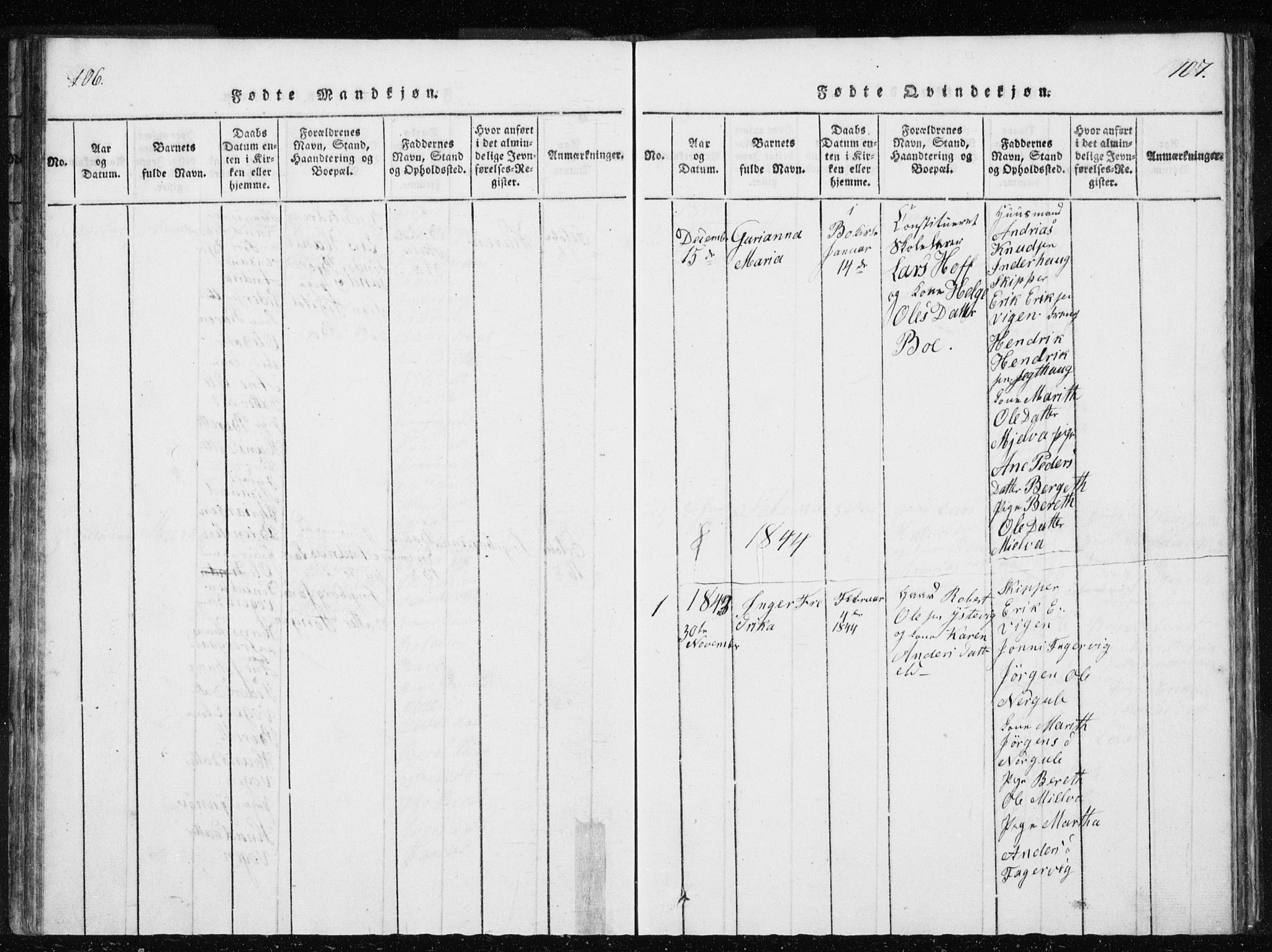 Ministerialprotokoller, klokkerbøker og fødselsregistre - Møre og Romsdal, AV/SAT-A-1454/566/L0772: Parish register (copy) no. 566C01, 1818-1845, p. 106-107