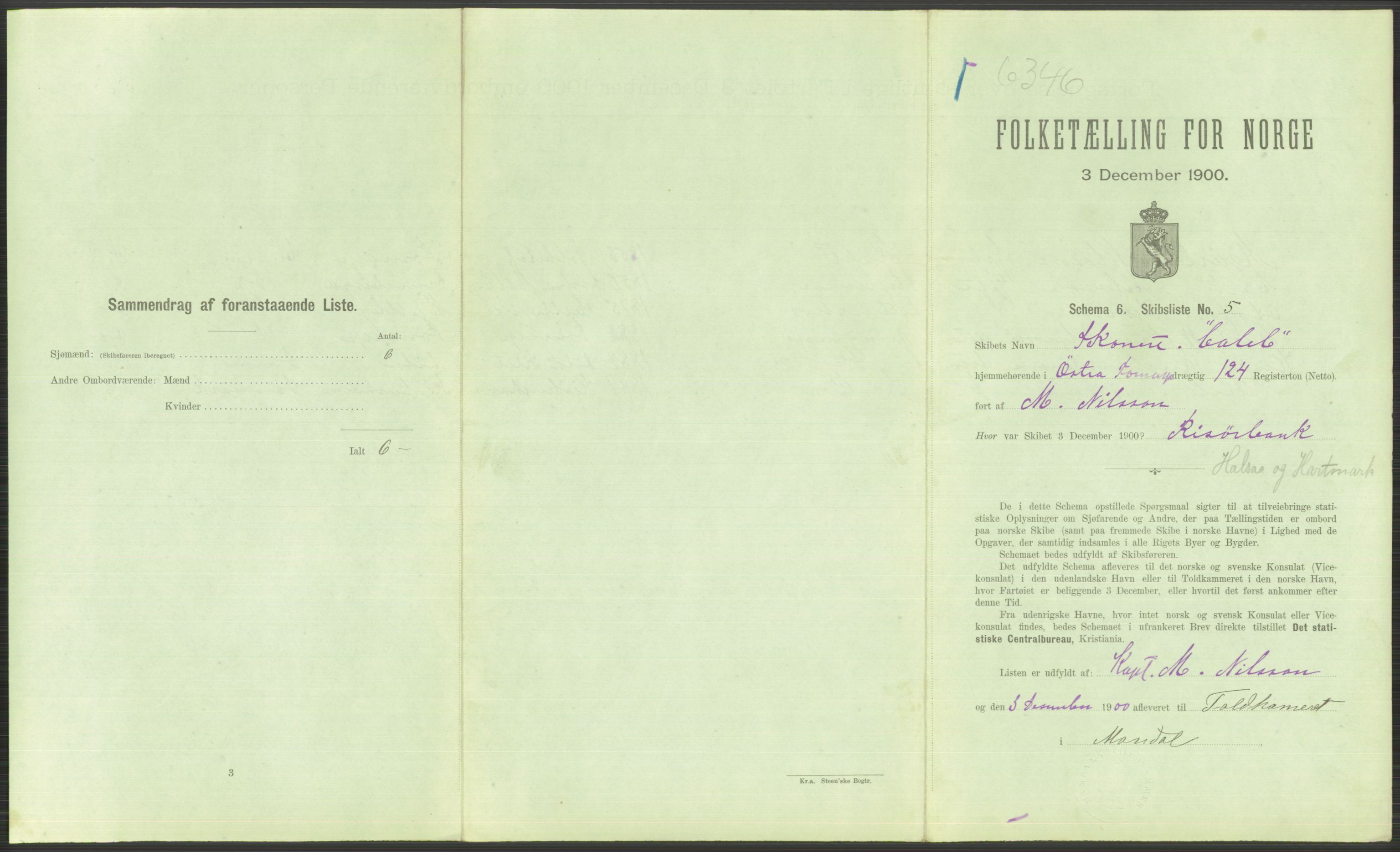 RA, 1900 Census - ship lists from ships in Norwegian harbours, harbours abroad and at sea, 1900, p. 795