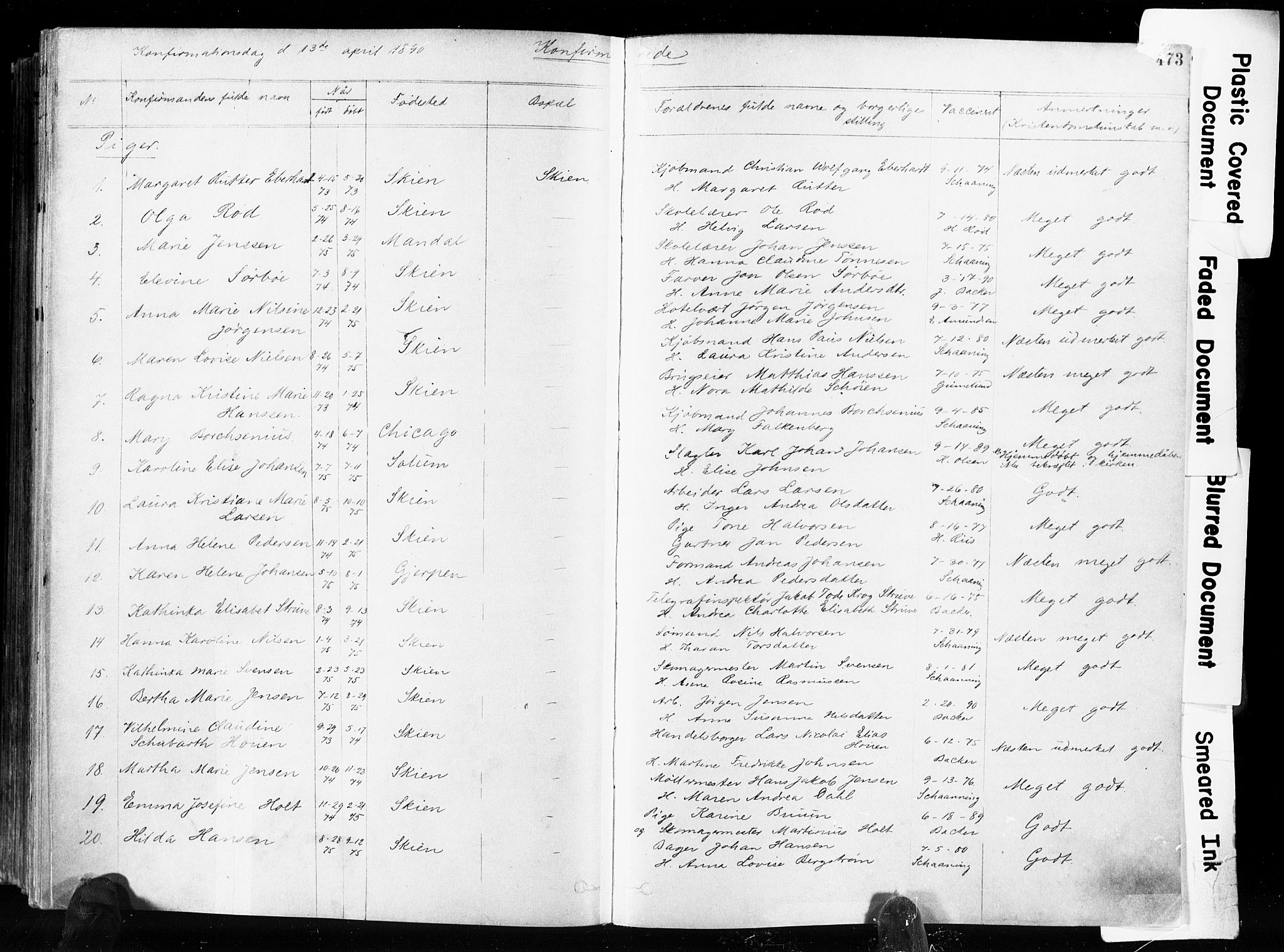 Skien kirkebøker, SAKO/A-302/F/Fa/L0009: Parish register (official) no. 9, 1878-1890, p. 473