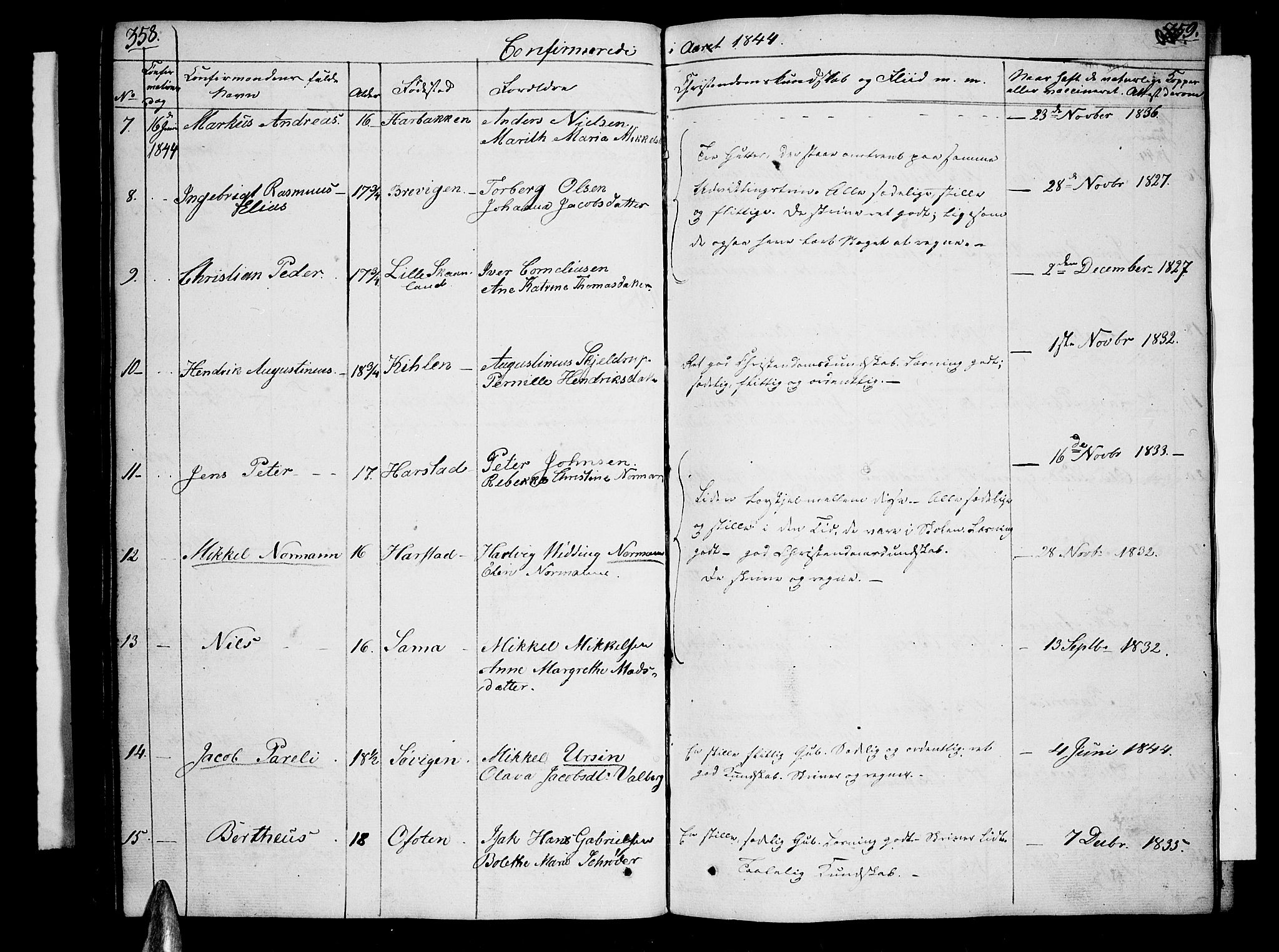 Trondenes sokneprestkontor, AV/SATØ-S-1319/H/Hb/L0005klokker: Parish register (copy) no. 5, 1834-1845, p. 358-359