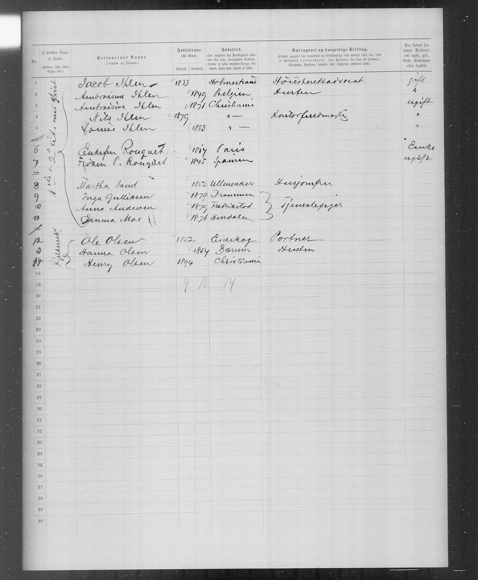 OBA, Municipal Census 1899 for Kristiania, 1899, p. 5442