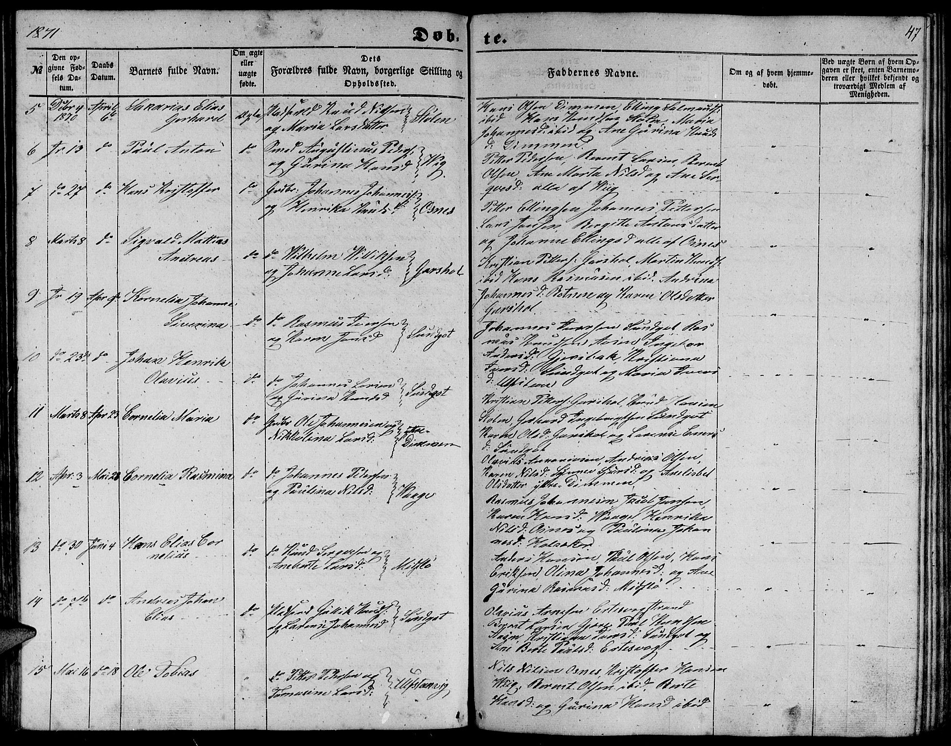 Ministerialprotokoller, klokkerbøker og fødselsregistre - Møre og Romsdal, SAT/A-1454/509/L0111: Parish register (copy) no. 509C01, 1854-1882, p. 47