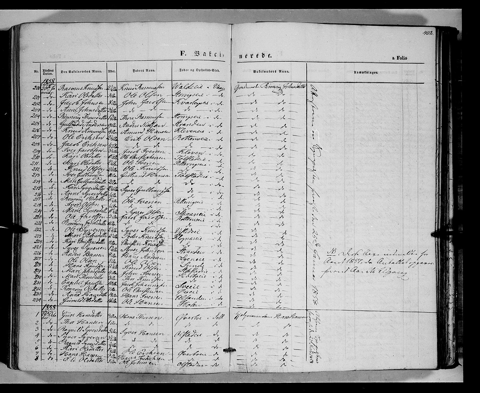 Vågå prestekontor, AV/SAH-PREST-076/H/Ha/Haa/L0006: Parish register (official) no. 6 /1, 1856-1872, p. 402