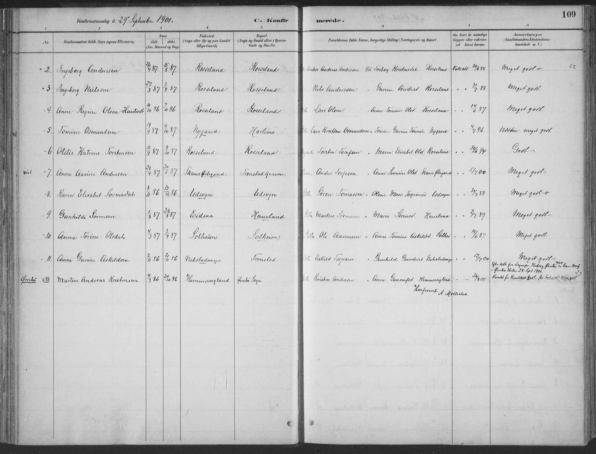 Søgne sokneprestkontor, AV/SAK-1111-0037/F/Fa/Faa/L0003: Parish register (official) no. A 3, 1883-1910, p. 109