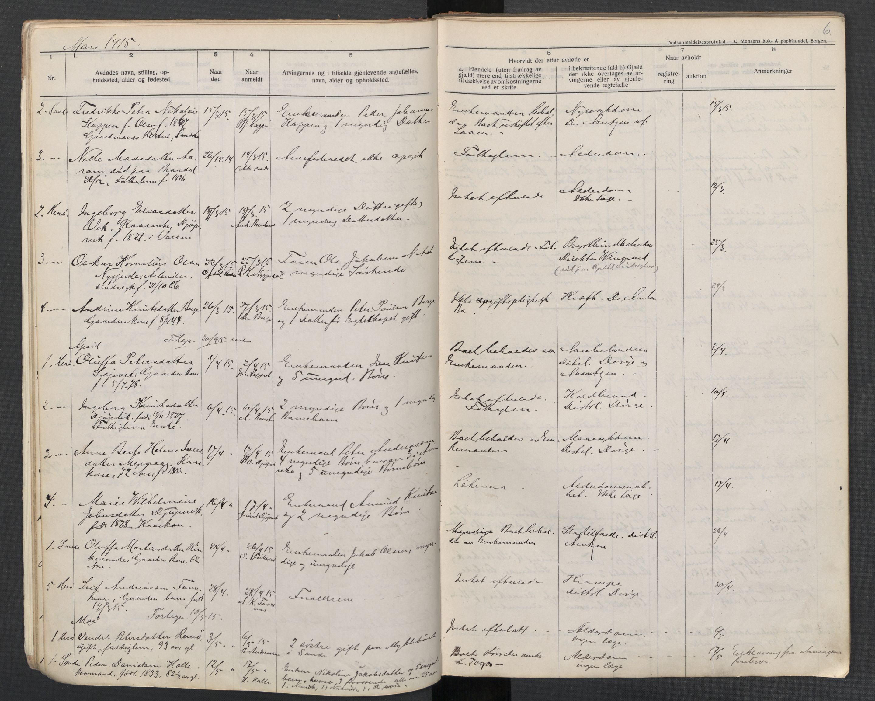 Herøy og Sande lensmannskontor, AV/SAT-A-5655/2/2/L0045: Dødsfallprotokoll, 1914-1923, p. 6