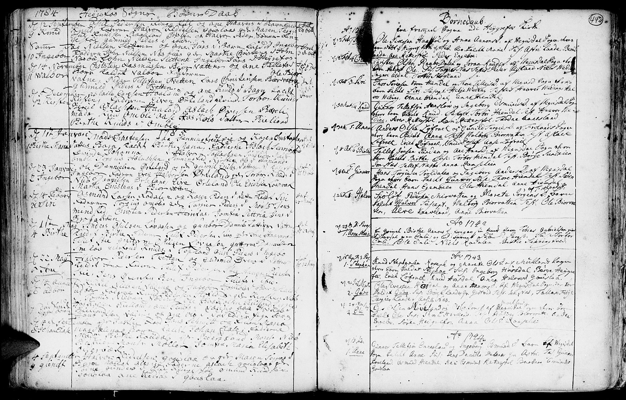 Hommedal sokneprestkontor, SAK/1111-0023/F/Fa/Fab/L0002: Parish register (official) no. A 2 /3, 1740-1821, p. 442