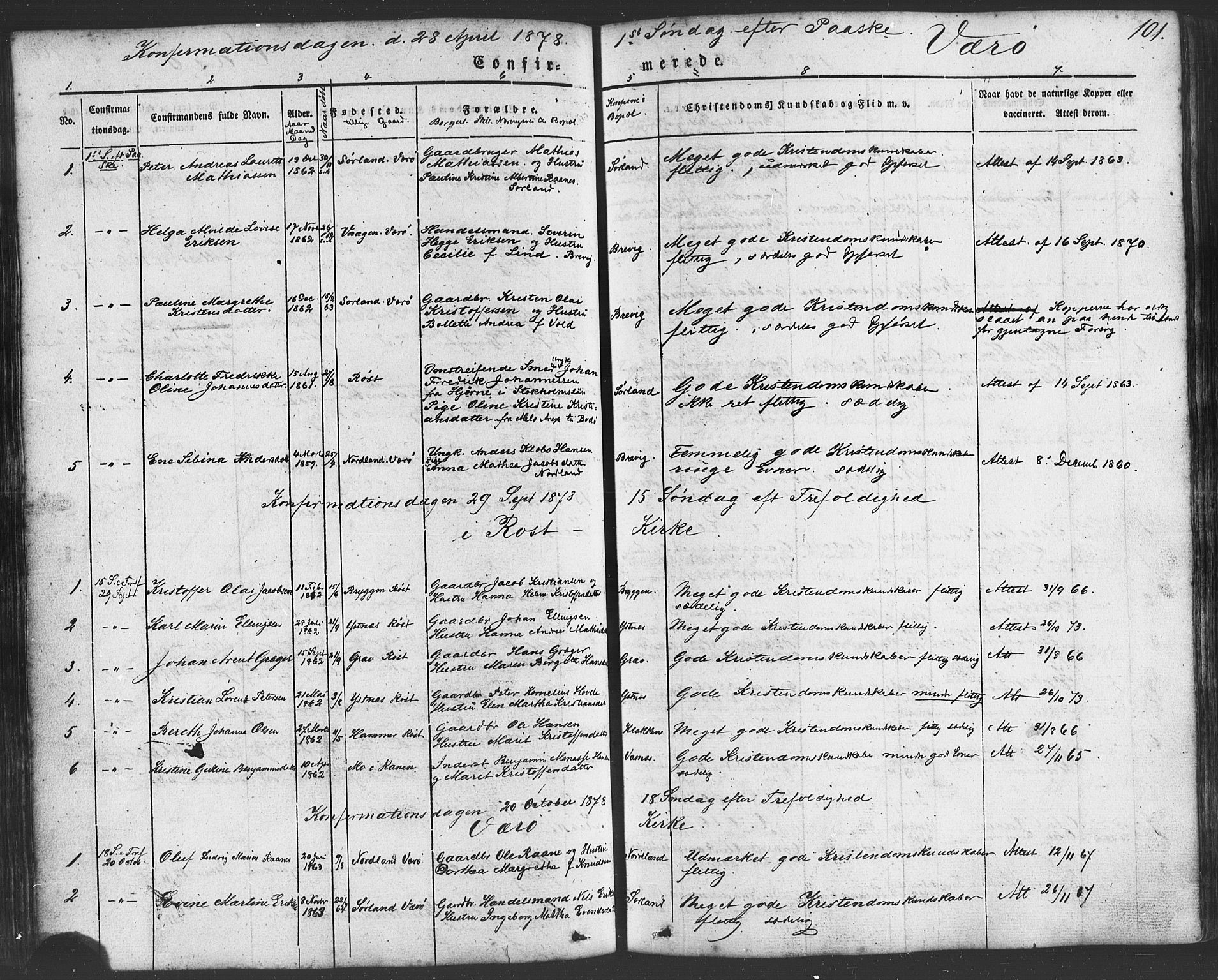 Ministerialprotokoller, klokkerbøker og fødselsregistre - Nordland, AV/SAT-A-1459/807/L0121: Parish register (official) no. 807A04, 1846-1879, p. 101