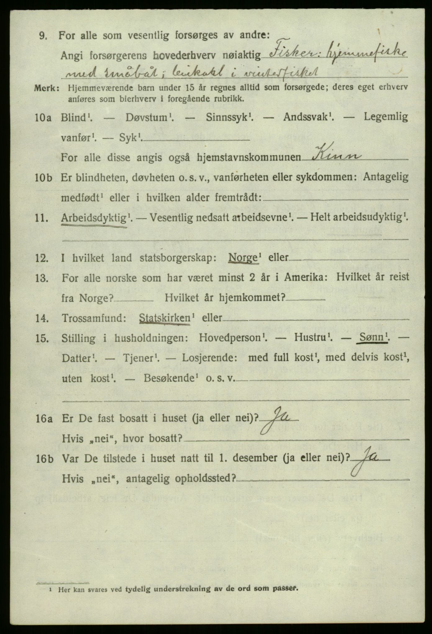 SAB, 1920 census for Kinn, 1920, p. 5582