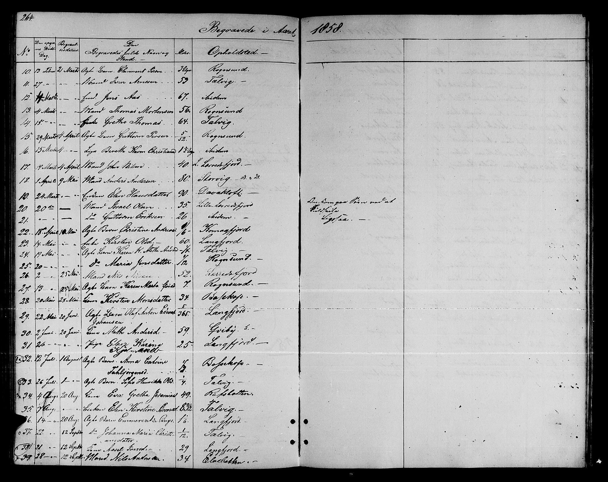 Talvik sokneprestkontor, AV/SATØ-S-1337/H/Hb/L0001klokker: Parish register (copy) no. 1, 1847-1863, p. 264