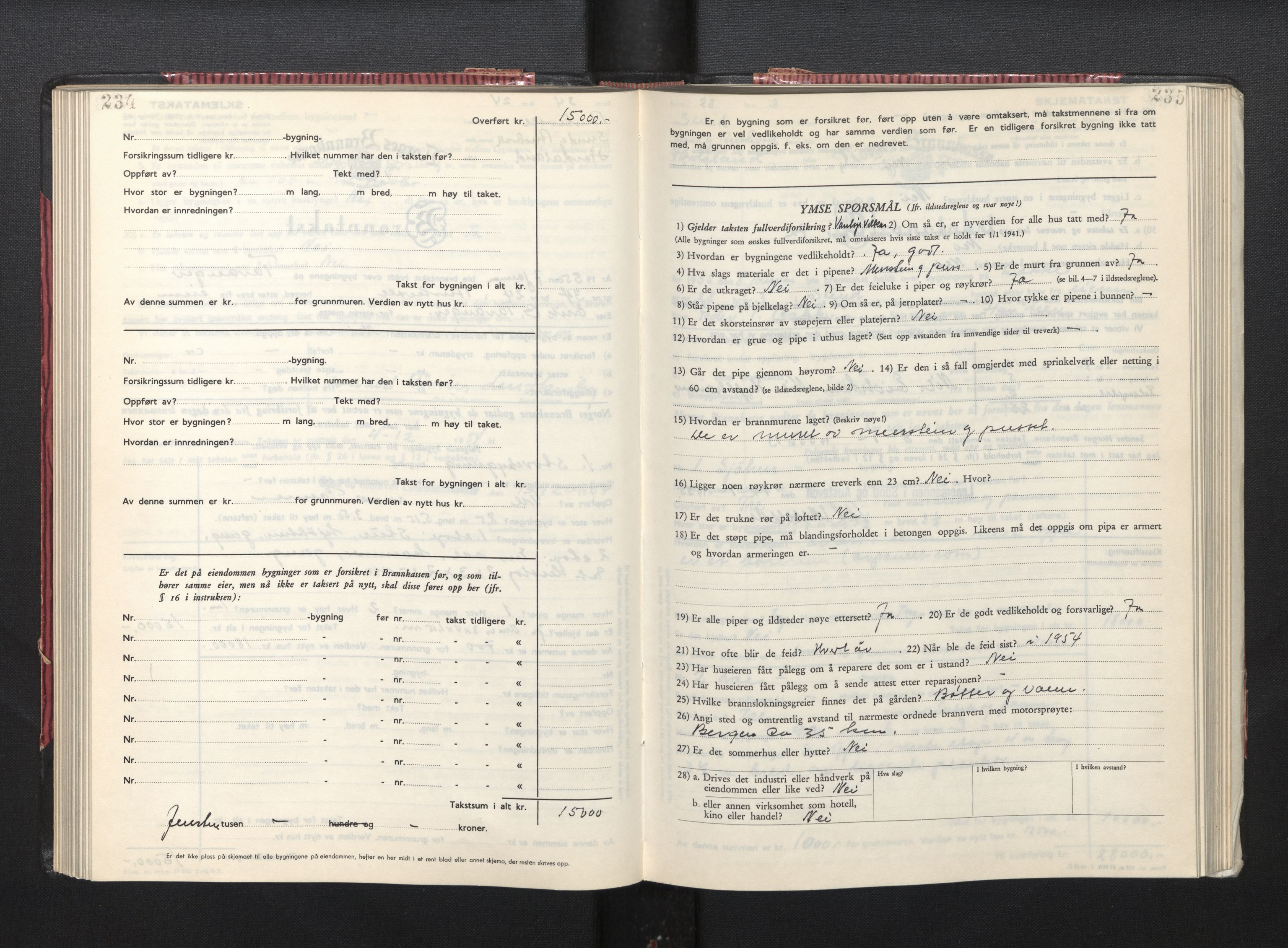 Lensmannen i Sund og Austevoll, AV/SAB-A-35201/0012/L0005: Branntakstprotokoll, skjematakst, 1949-1955, p. 234-235