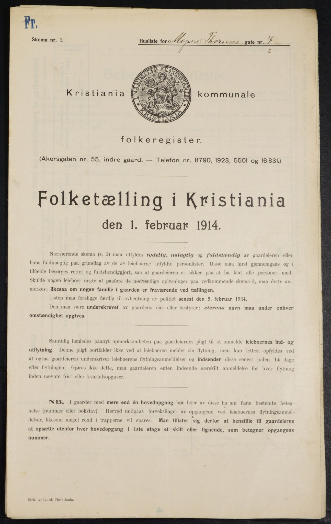 OBA, Municipal Census 1914 for Kristiania, 1914, p. 65551