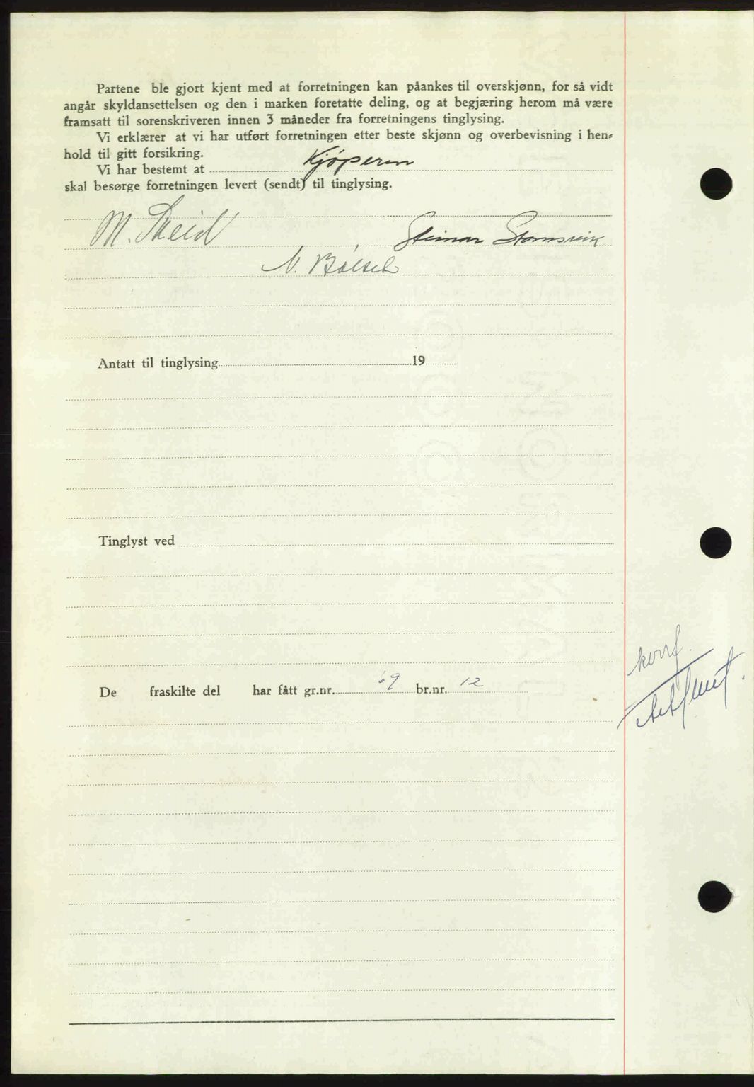 Nordmøre sorenskriveri, AV/SAT-A-4132/1/2/2Ca: Mortgage book no. A109, 1948-1948, Diary no: : 3294/1948