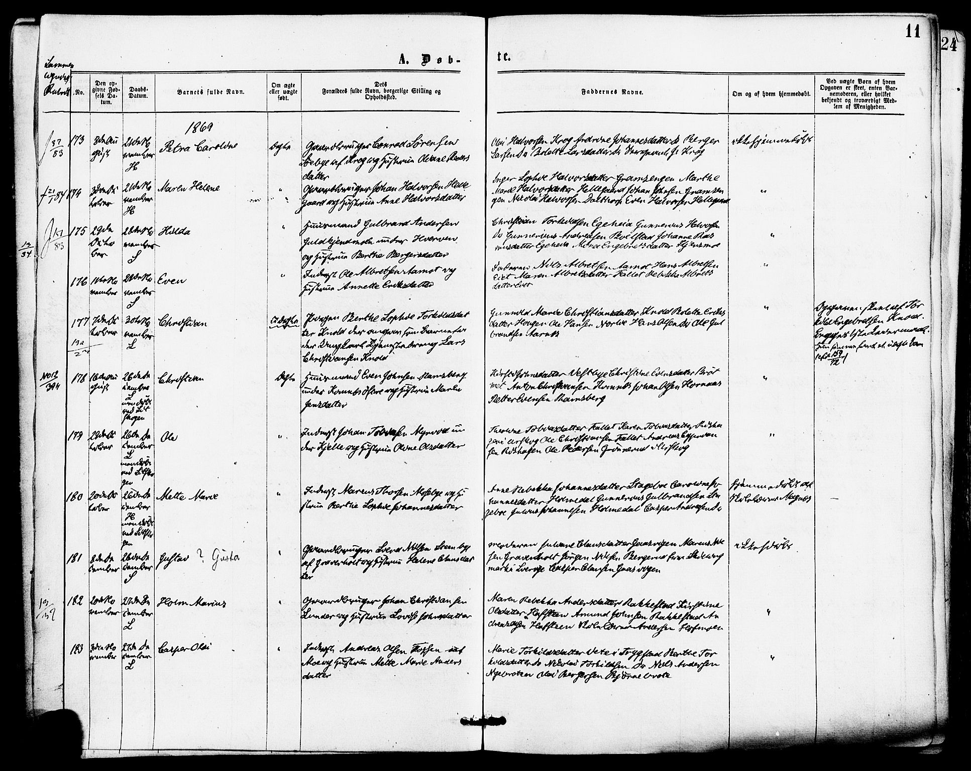 Høland prestekontor Kirkebøker, AV/SAO-A-10346a/F/Fa/L0012.a: Parish register (official) no. I 12A, 1869-1879, p. 11