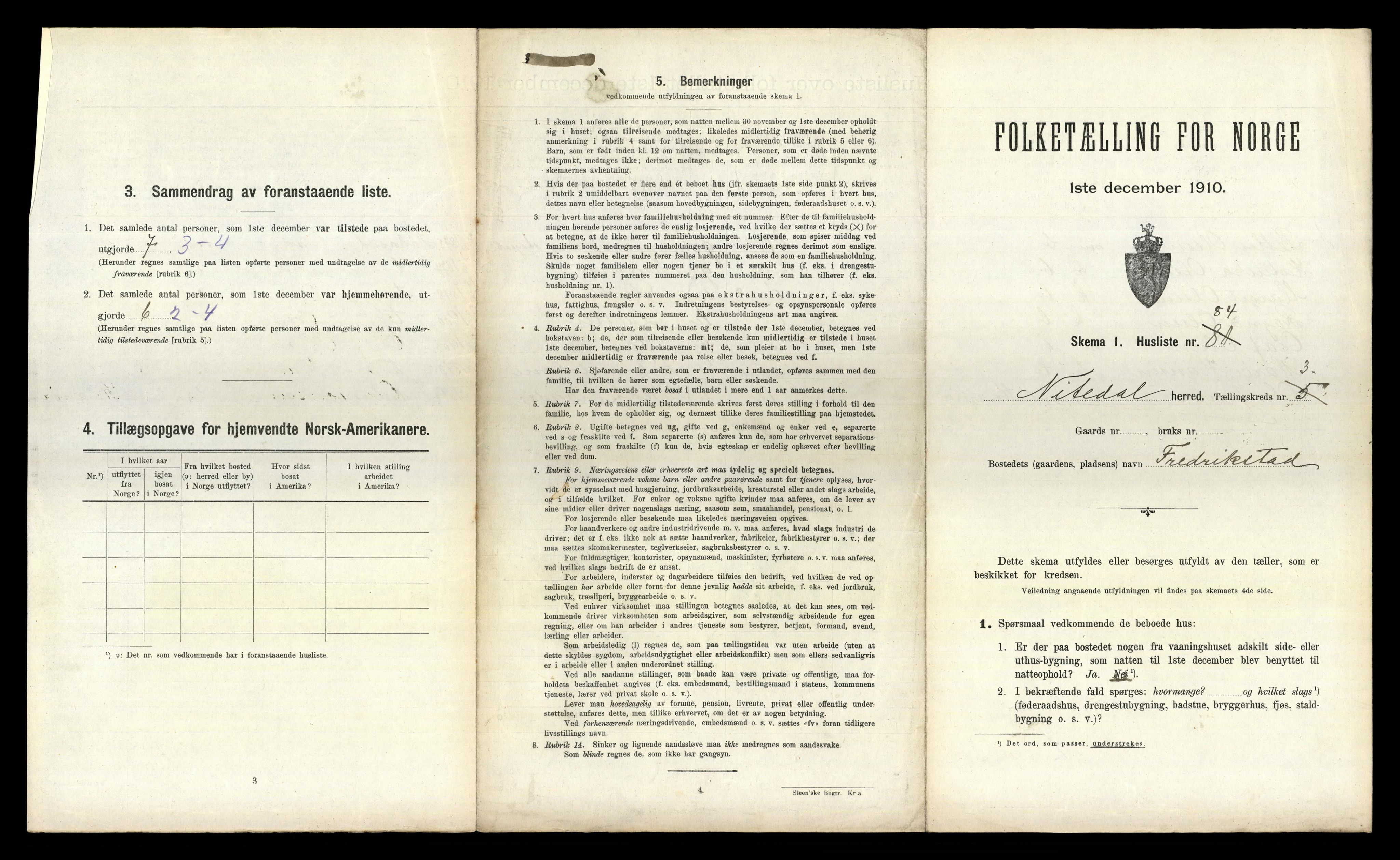 RA, 1910 census for Nittedal, 1910, p. 607