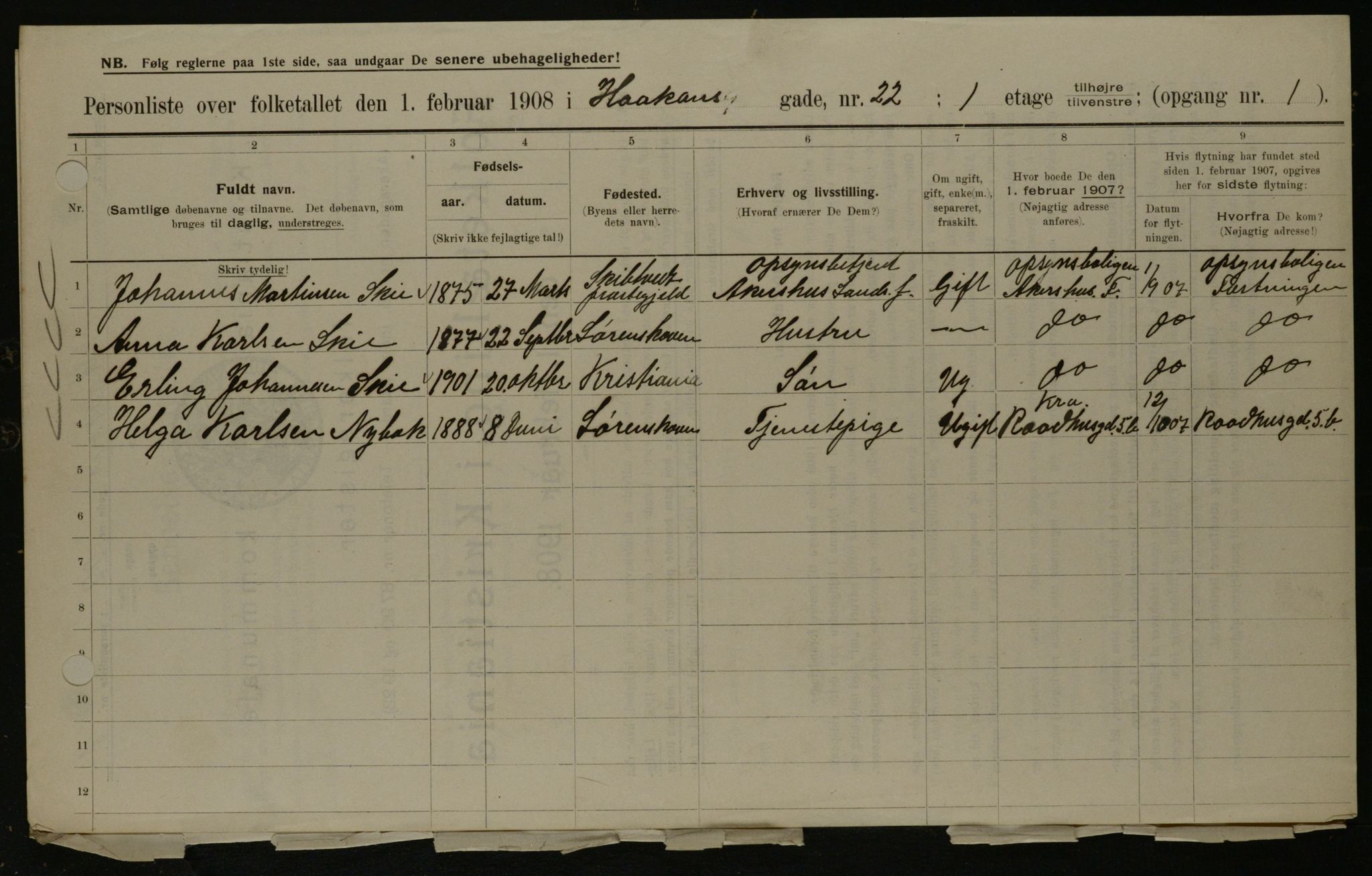 OBA, Municipal Census 1908 for Kristiania, 1908, p. 38791