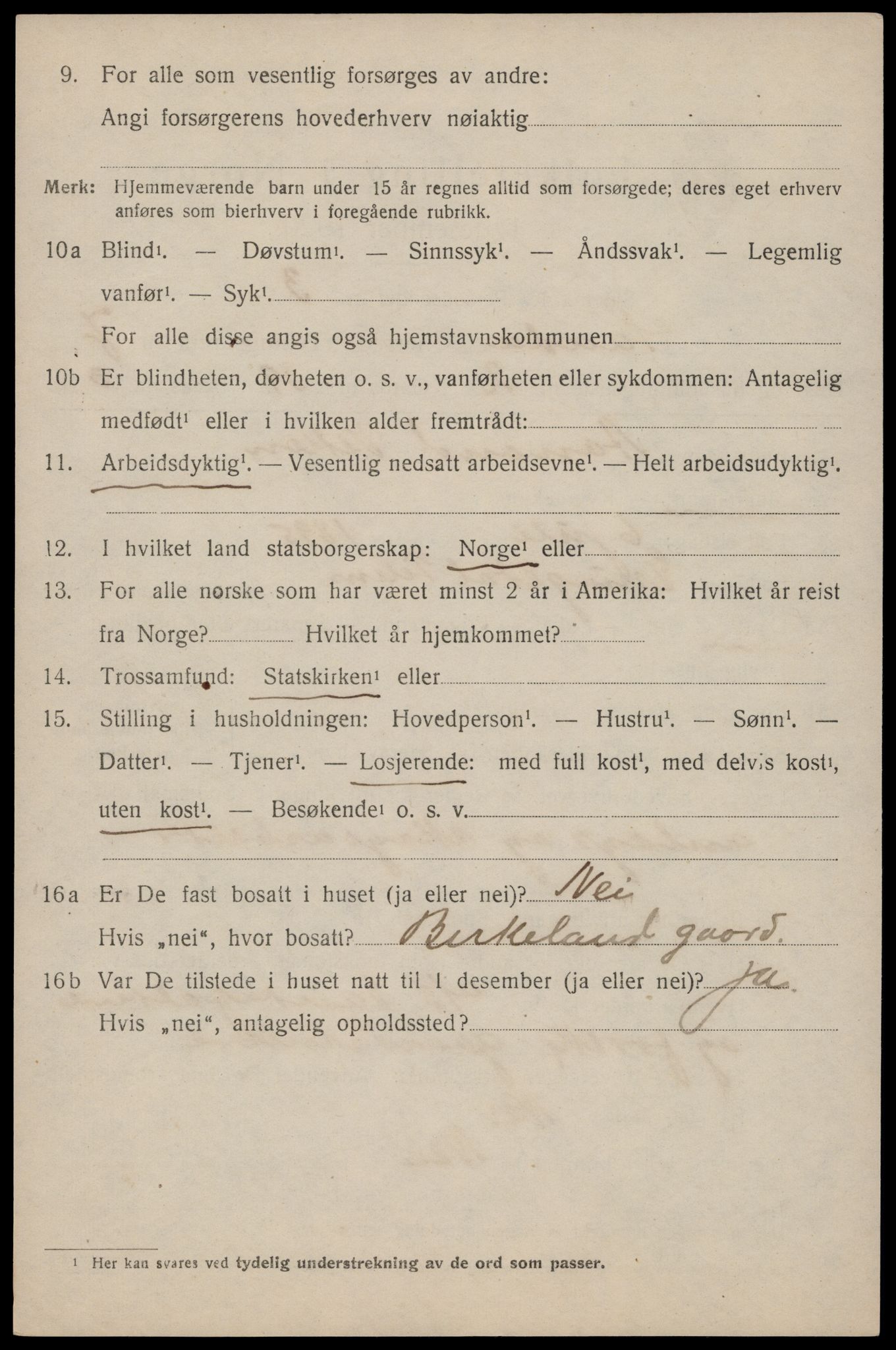 SAST, 1920 census for Sauda, 1920, p. 4109