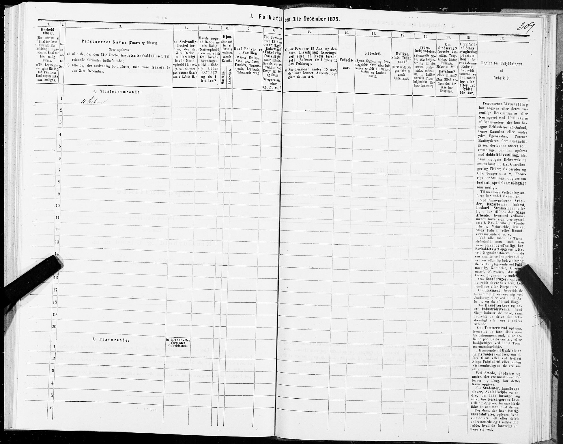 SAT, 1875 census for 1664P Selbu, 1875, p. 6309