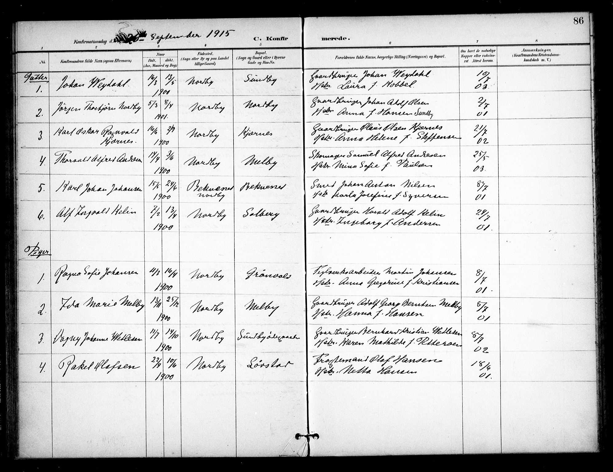 Ås prestekontor Kirkebøker, SAO/A-10894/F/Fb/L0002: Parish register (official) no. II 2, 1895-1916, p. 86