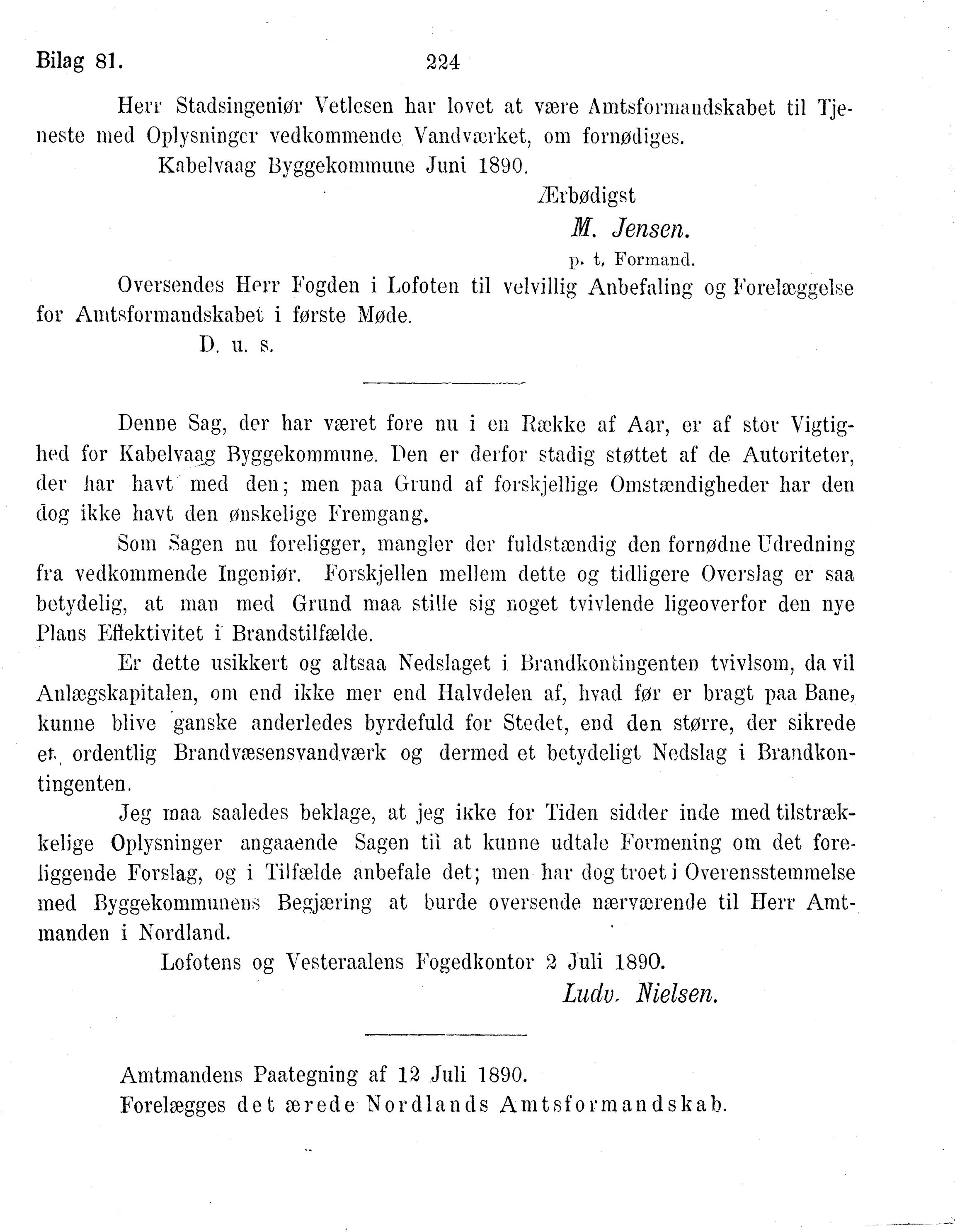 Nordland Fylkeskommune. Fylkestinget, AIN/NFK-17/176/A/Ac/L0015: Fylkestingsforhandlinger 1886-1890, 1886-1890