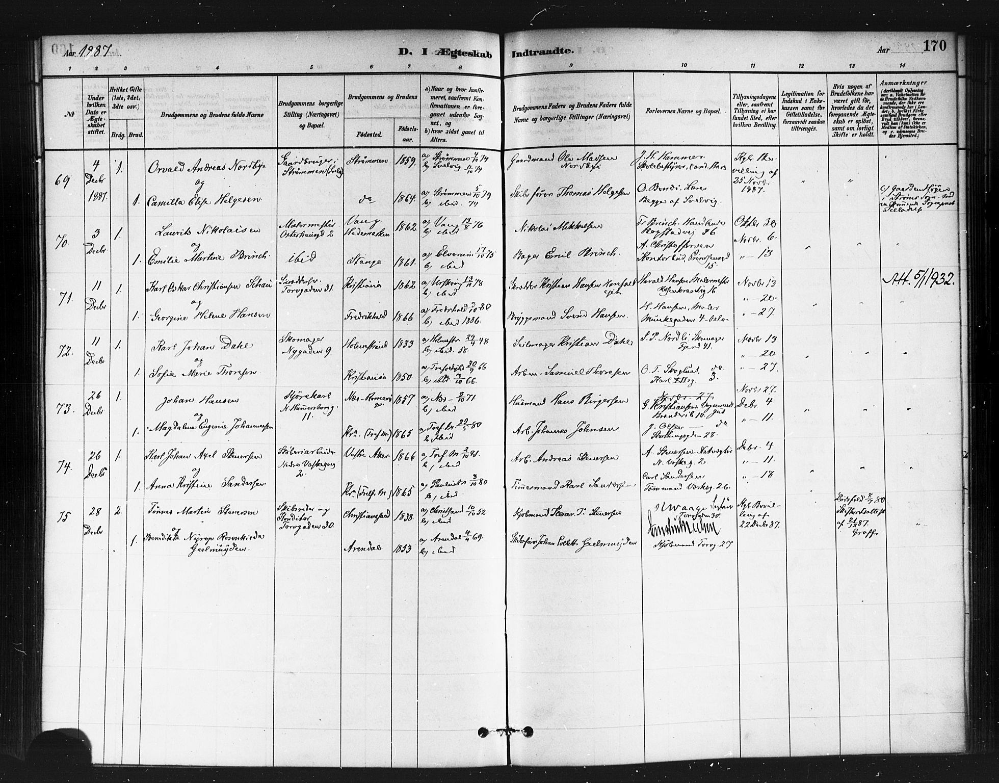 Jakob prestekontor Kirkebøker, SAO/A-10850/F/Fa/L0004: Parish register (official) no. 4, 1880-1894, p. 170