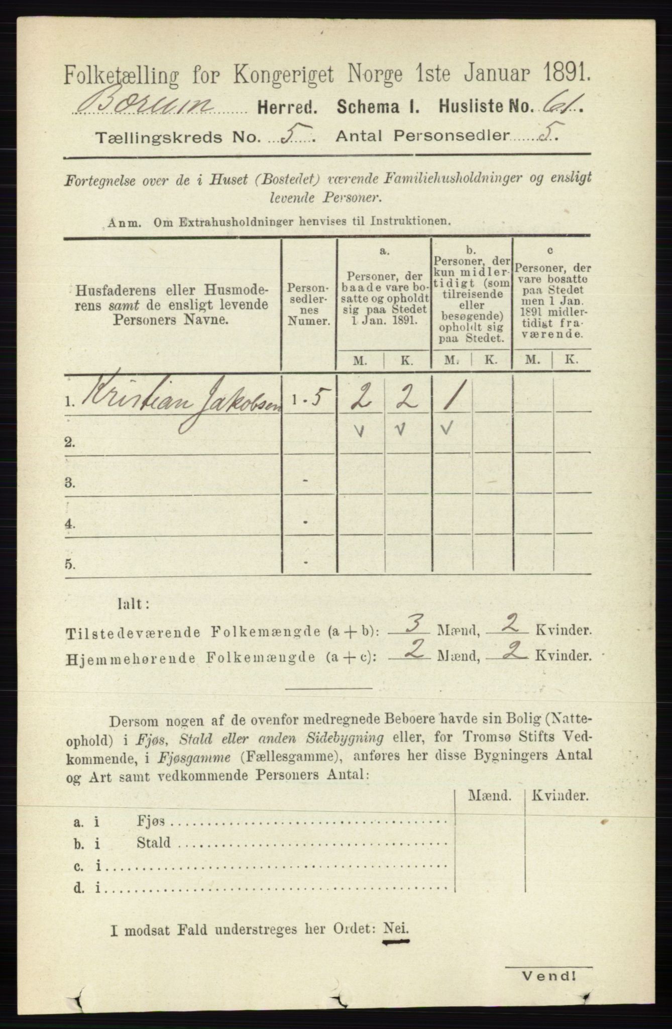 RA, 1891 census for 0219 Bærum, 1891, p. 2997