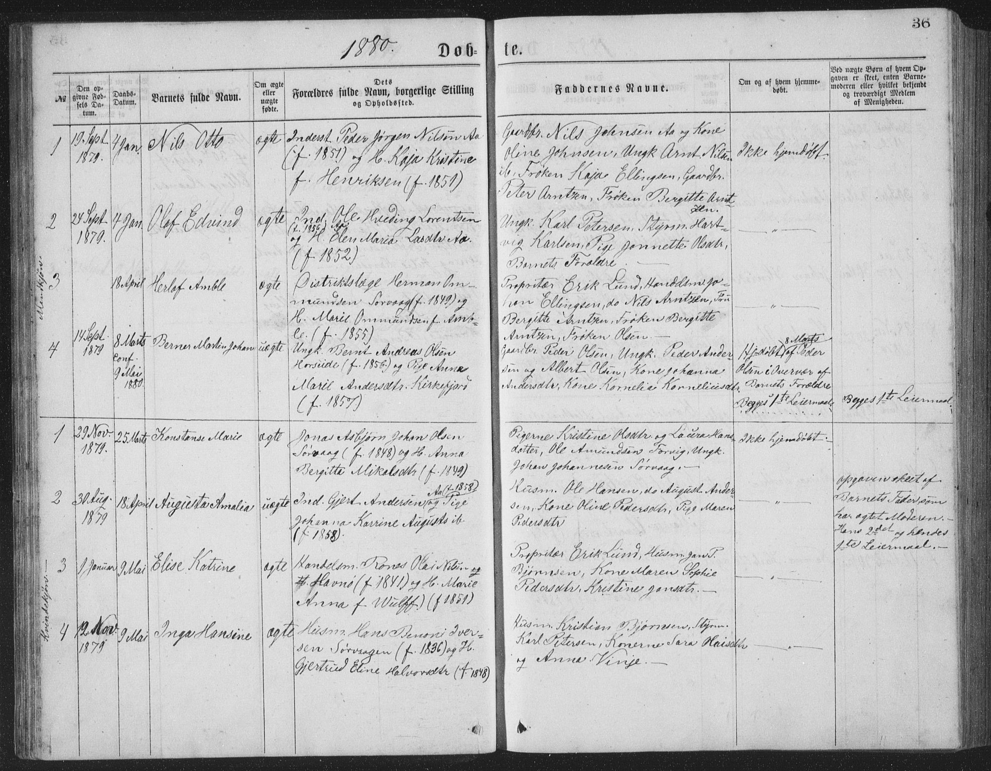 Ministerialprotokoller, klokkerbøker og fødselsregistre - Nordland, AV/SAT-A-1459/886/L1225: Parish register (copy) no. 886C02, 1874-1896, p. 36