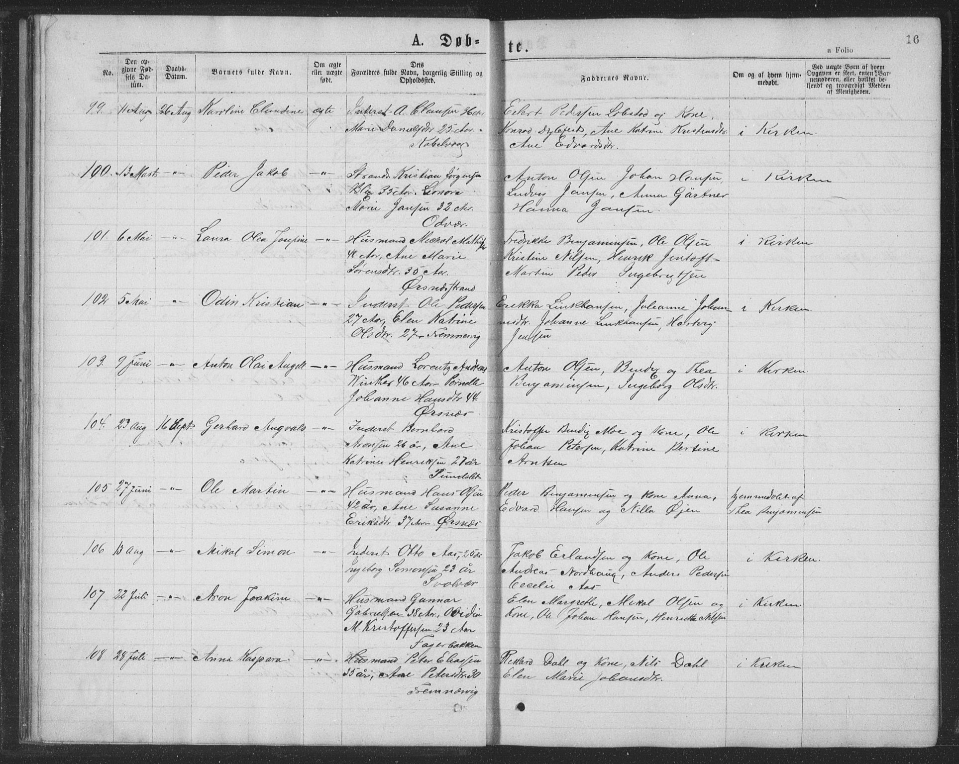 Ministerialprotokoller, klokkerbøker og fødselsregistre - Nordland, AV/SAT-A-1459/874/L1075: Parish register (copy) no. 874C04, 1876-1883, p. 16