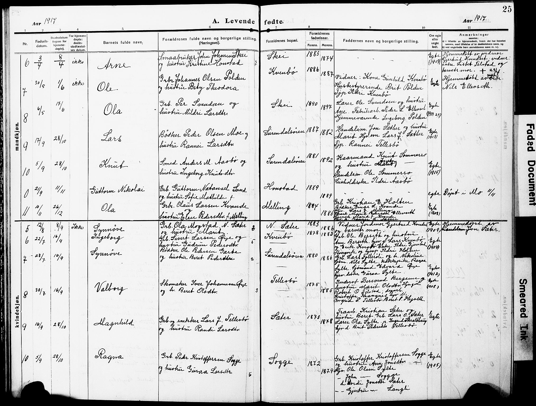 Ministerialprotokoller, klokkerbøker og fødselsregistre - Møre og Romsdal, SAT/A-1454/596/L1059: Parish register (copy) no. 596C02, 1908-1922, p. 25