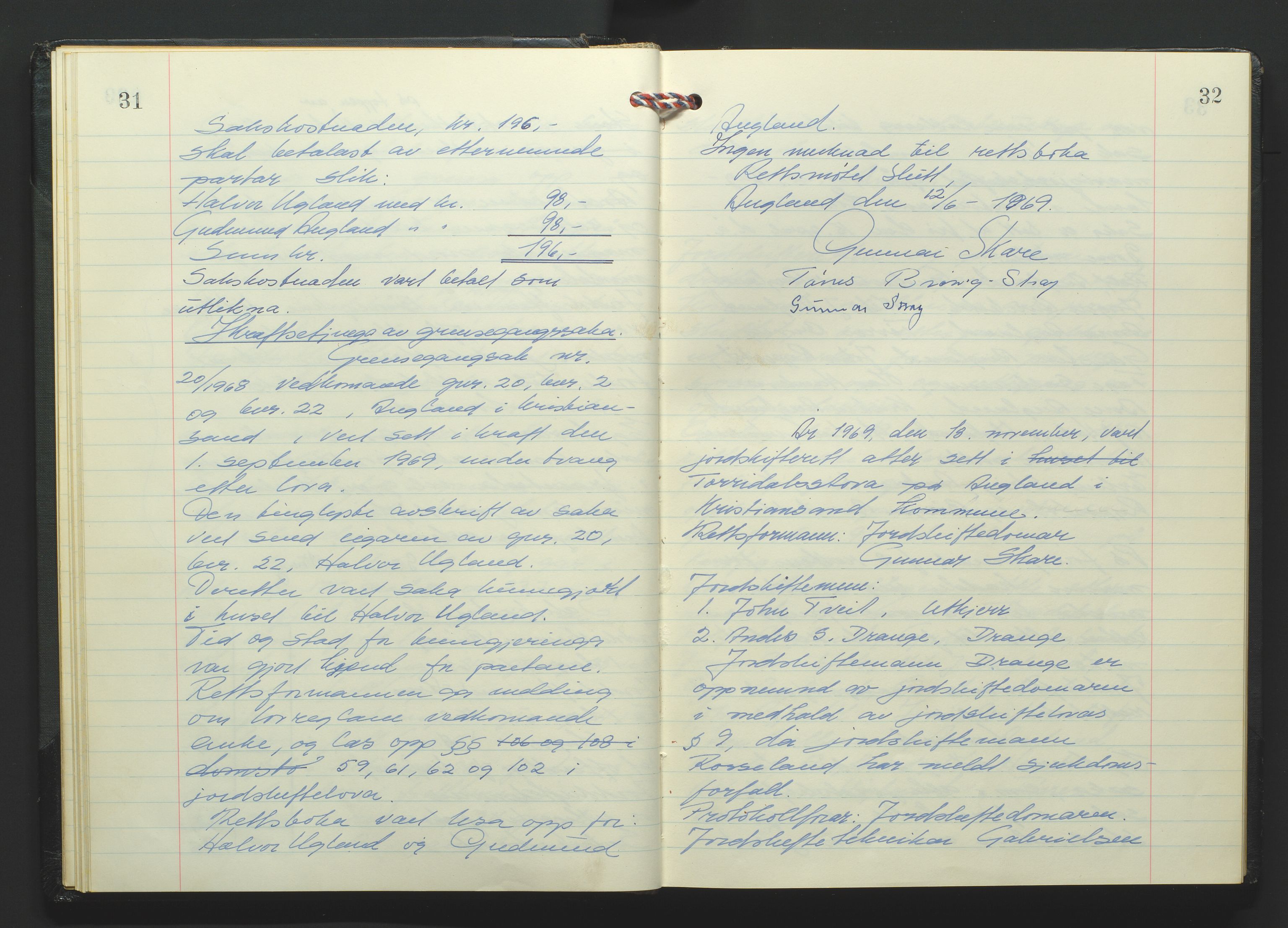 Marnar jordskifterett, AV/SAK-1541-0006/F/Fa/L0004: Jordskifterettsbok Kristiansand domssokn (Kr4), 1969-1974, p. 31-32
