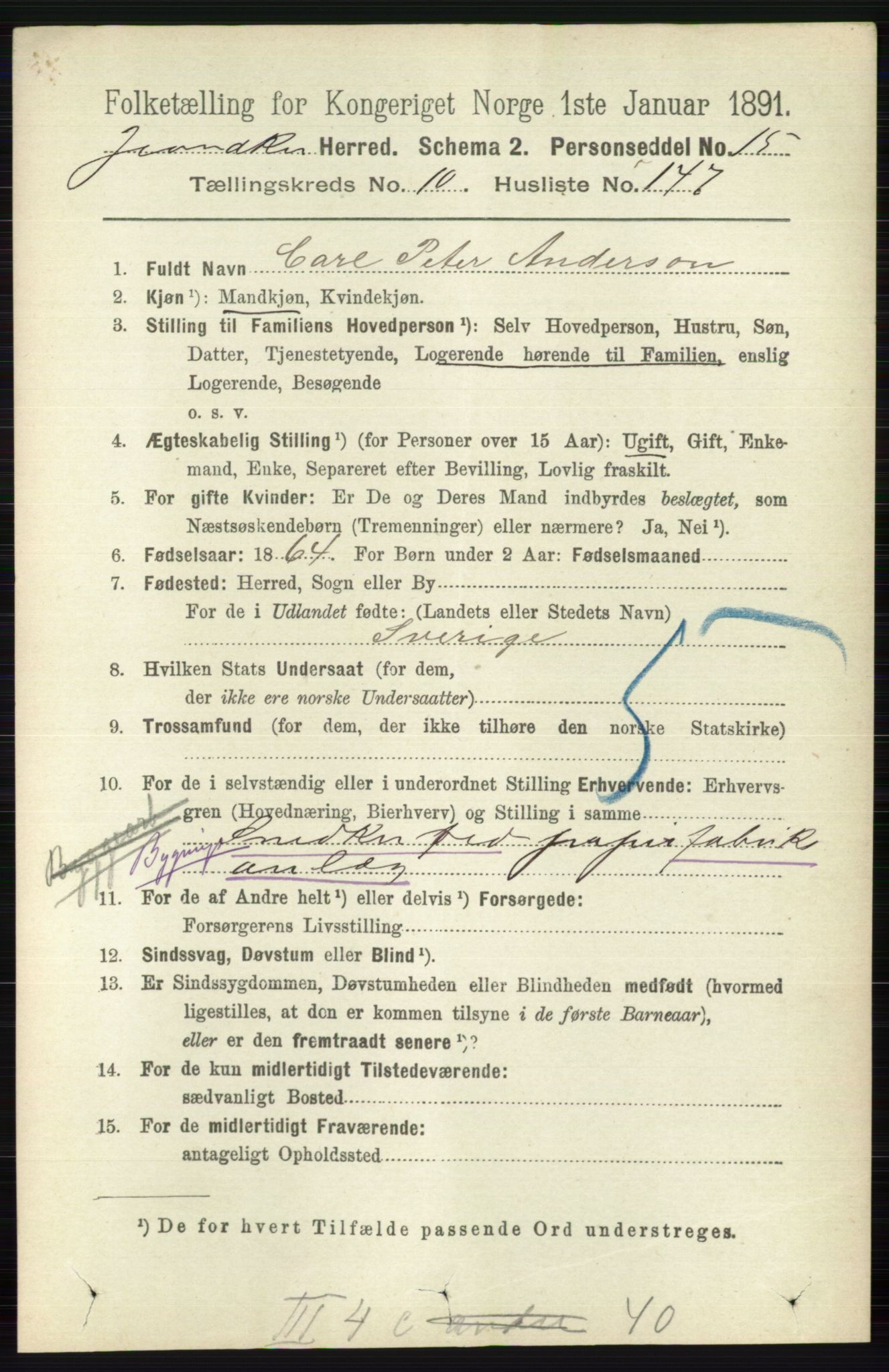 RA, 1891 census for 0532 Jevnaker, 1891, p. 6788