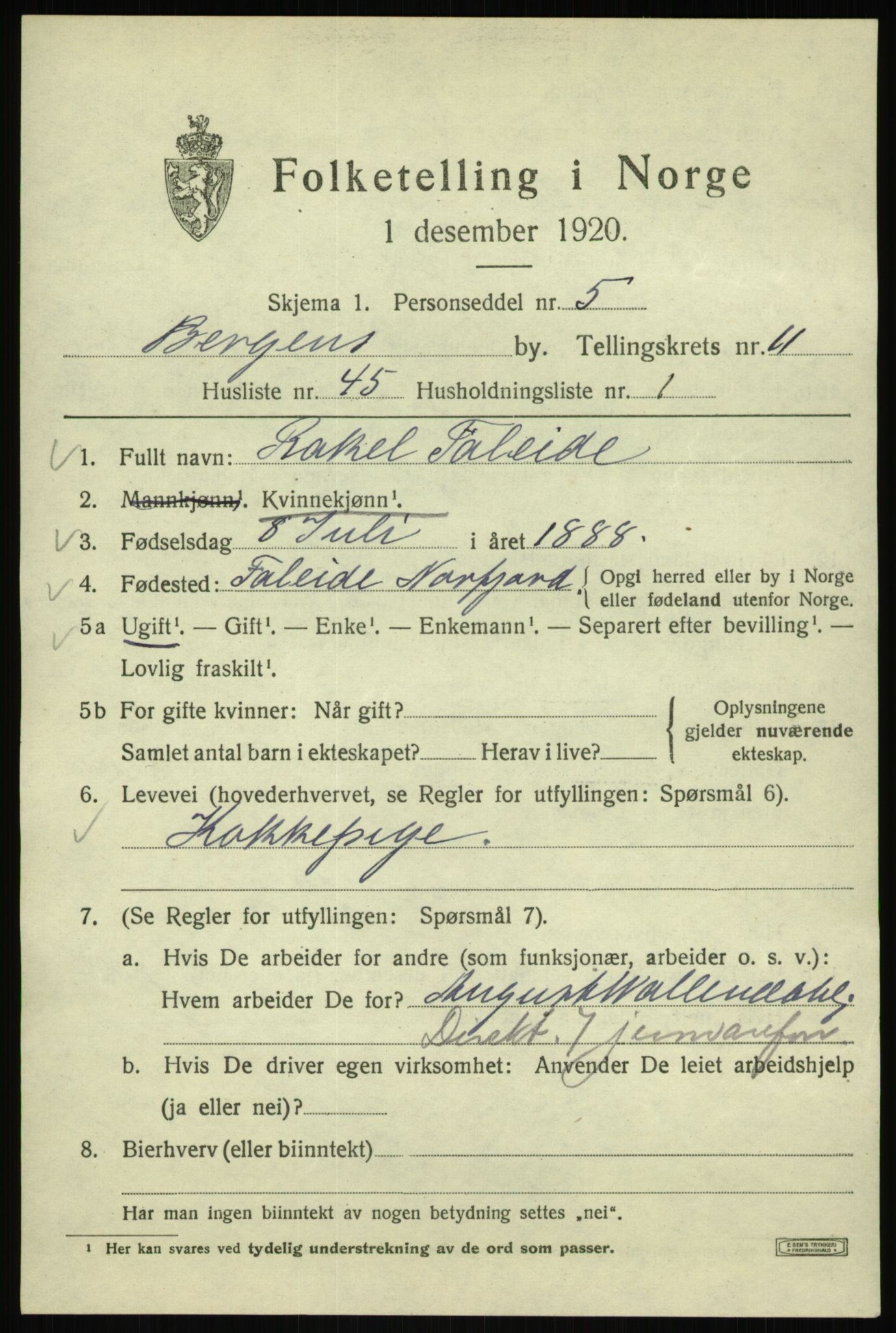 SAB, 1920 census for Bergen, 1920, p. 73550