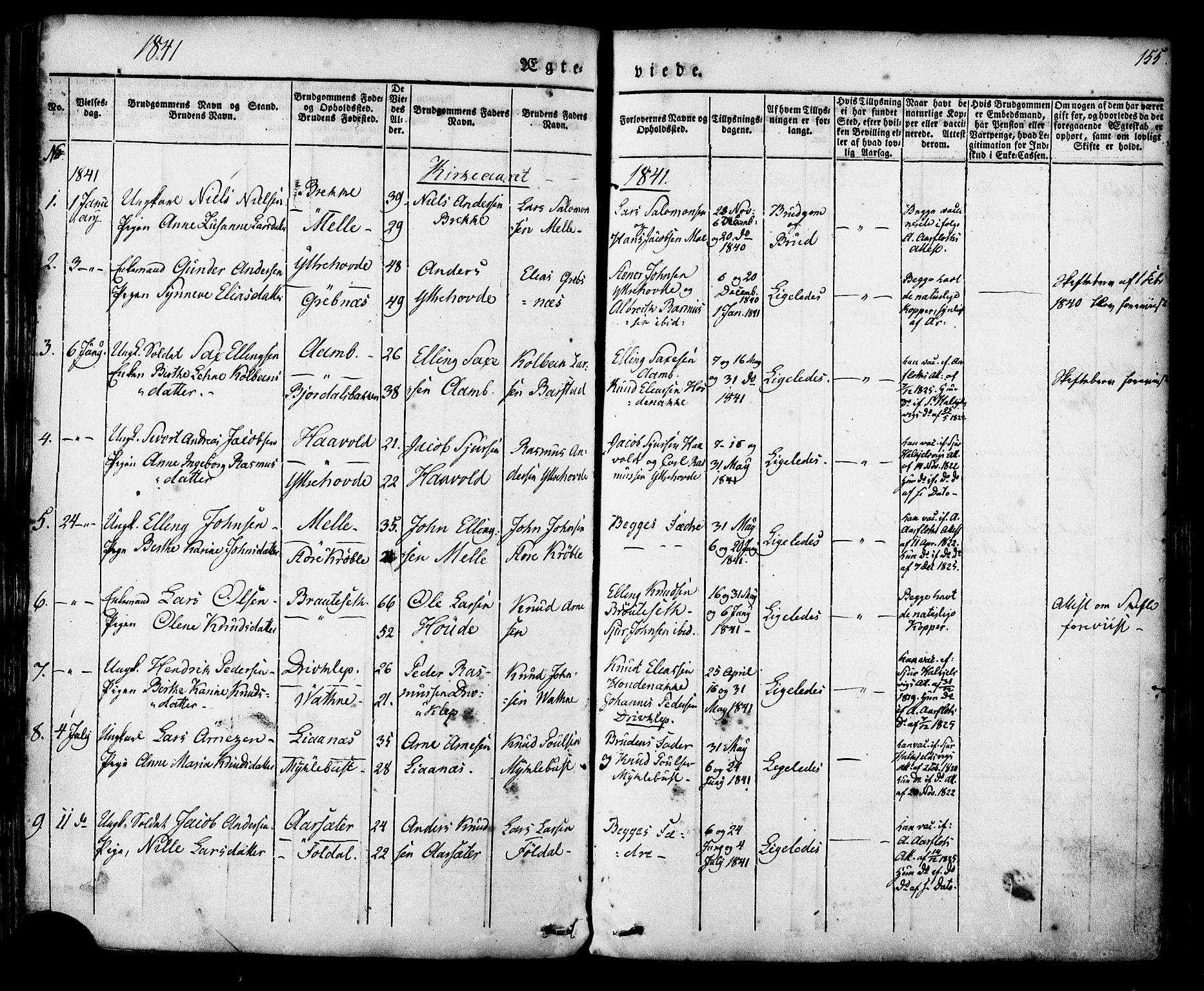 Ministerialprotokoller, klokkerbøker og fødselsregistre - Møre og Romsdal, AV/SAT-A-1454/513/L0174: Parish register (official) no. 513A01, 1831-1855, p. 155