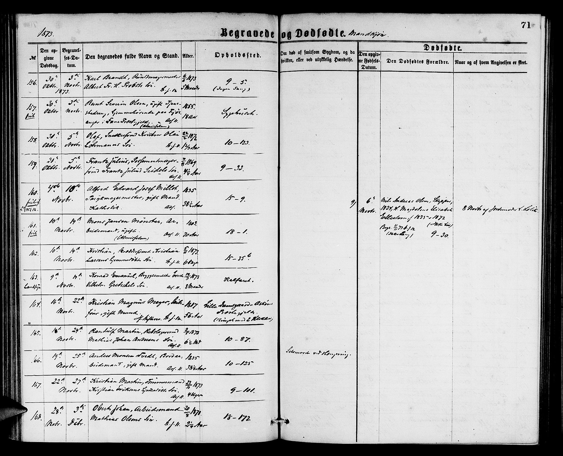 Domkirken sokneprestembete, AV/SAB-A-74801/H/Hab/L0040: Parish register (copy) no. E 4, 1868-1877, p. 71